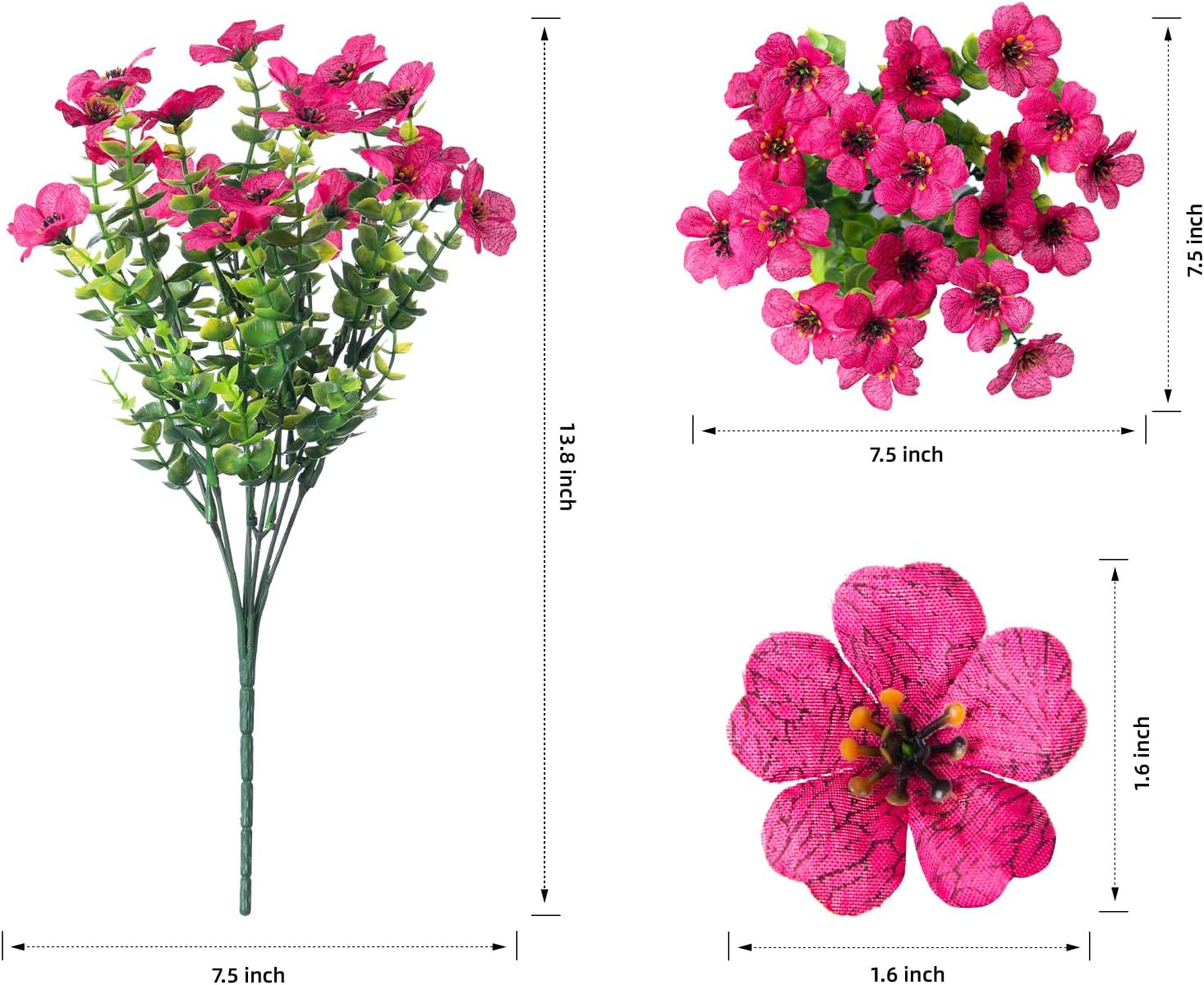 Thumbnail 2 de HyeFlora 12-Pack Daisy Artificial Flowers with Eucalyptus Leaves for Outdoor and Indoor Decor