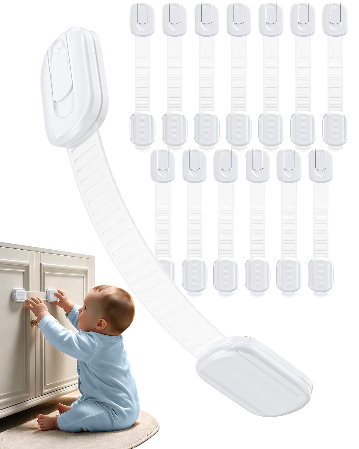 Detalle de Niunuerga baby locks Child Safety Cabinet Latches, 14-Pack, Adjustable Adhesive