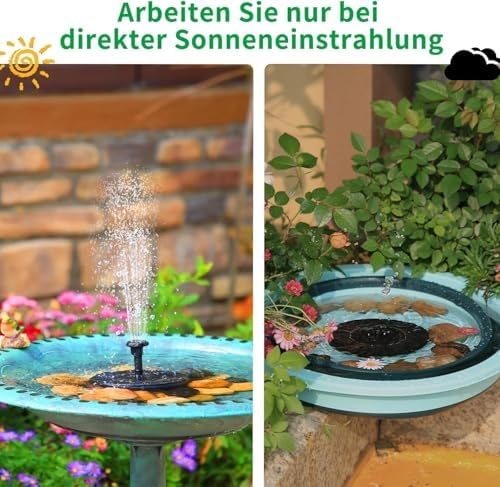 Thumbnail 6 de AISITIN Solarbrunnen für Draussen mit 6 Düsen – Freistehende Solarfontäne