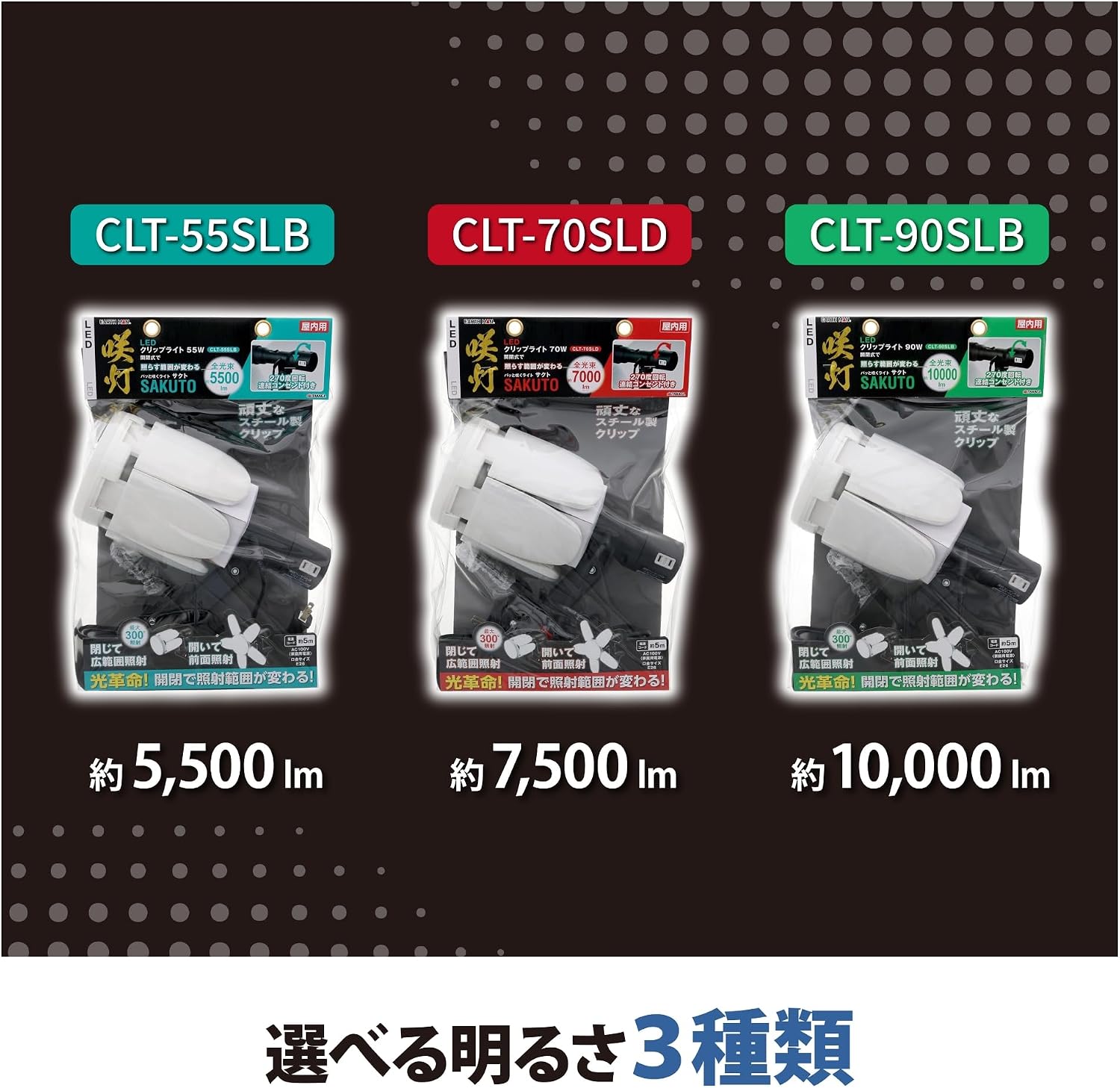 Detalle de TAKAGI SAKUTO 90W CLT-90SLB LEDクリップライト 10,000lm・照射範囲調整