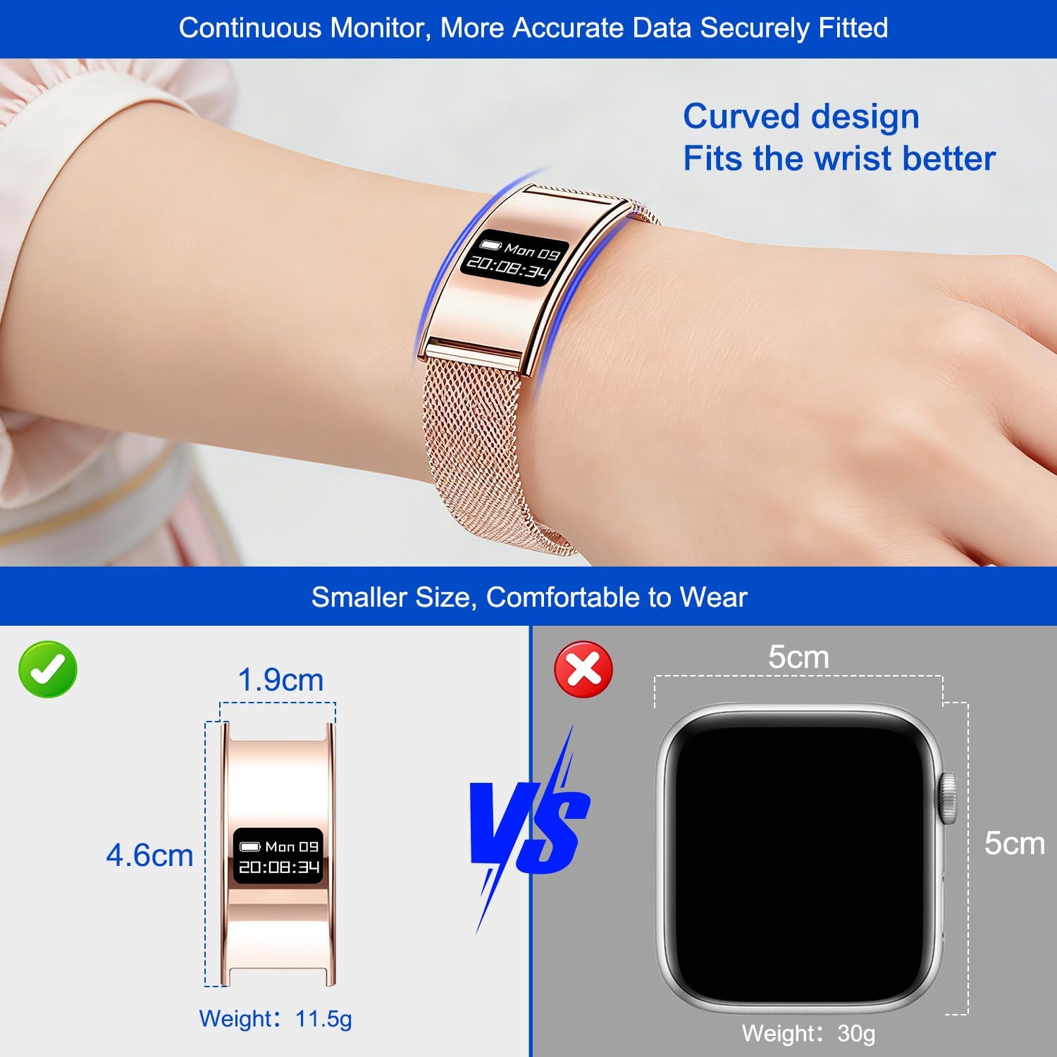 Detalle de Smartwatch Fitness Tracker Impermeabile con cardiofrequenzimetro, SpO2 e monitoraggio del sonno (compatibile Android e iOS)