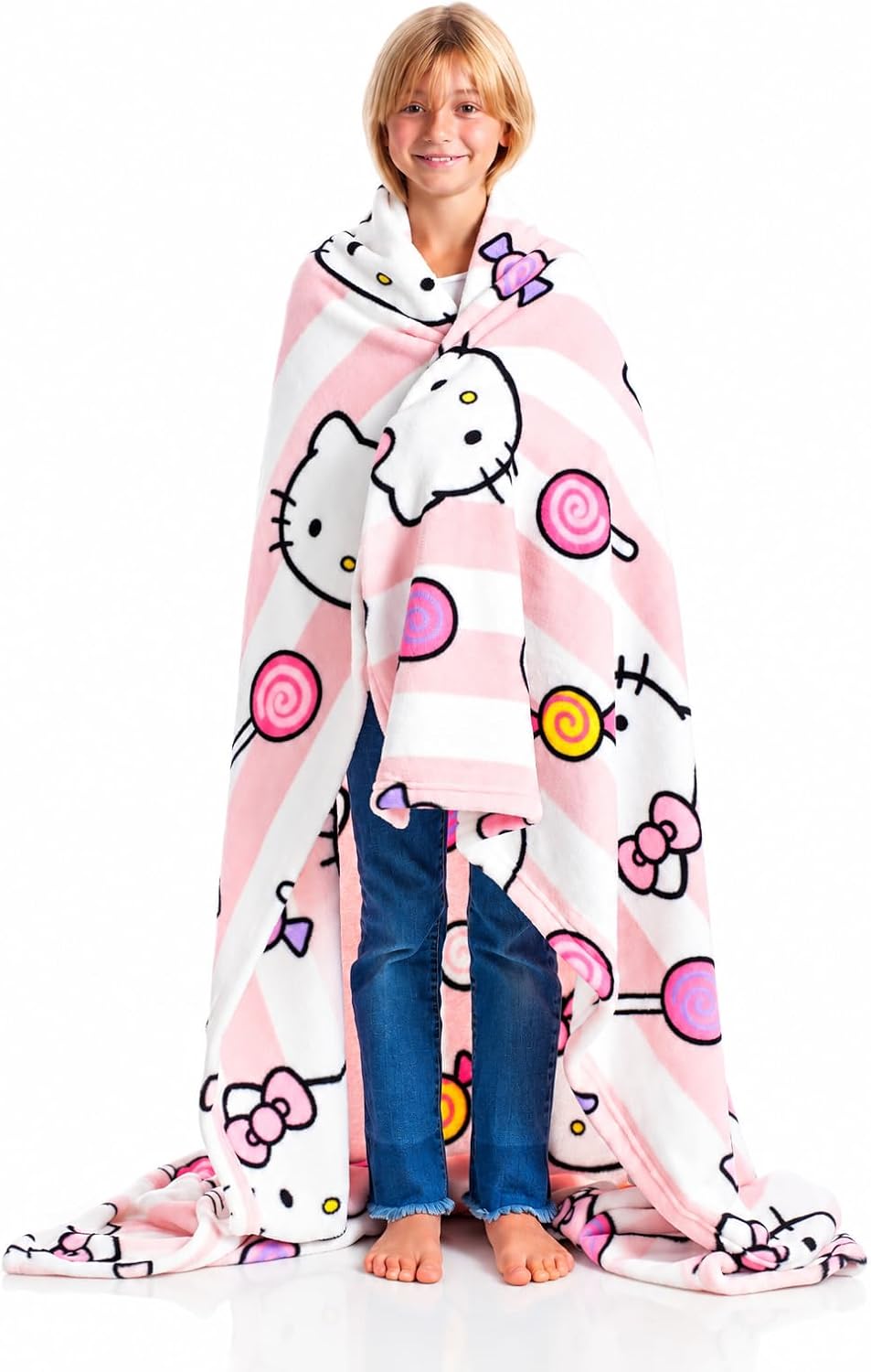 Thumbnail 5 de Kanguru Deluxe Hello Kitty – koc z rękawami, kieszenią i różową kratką, 140 × 180 cm