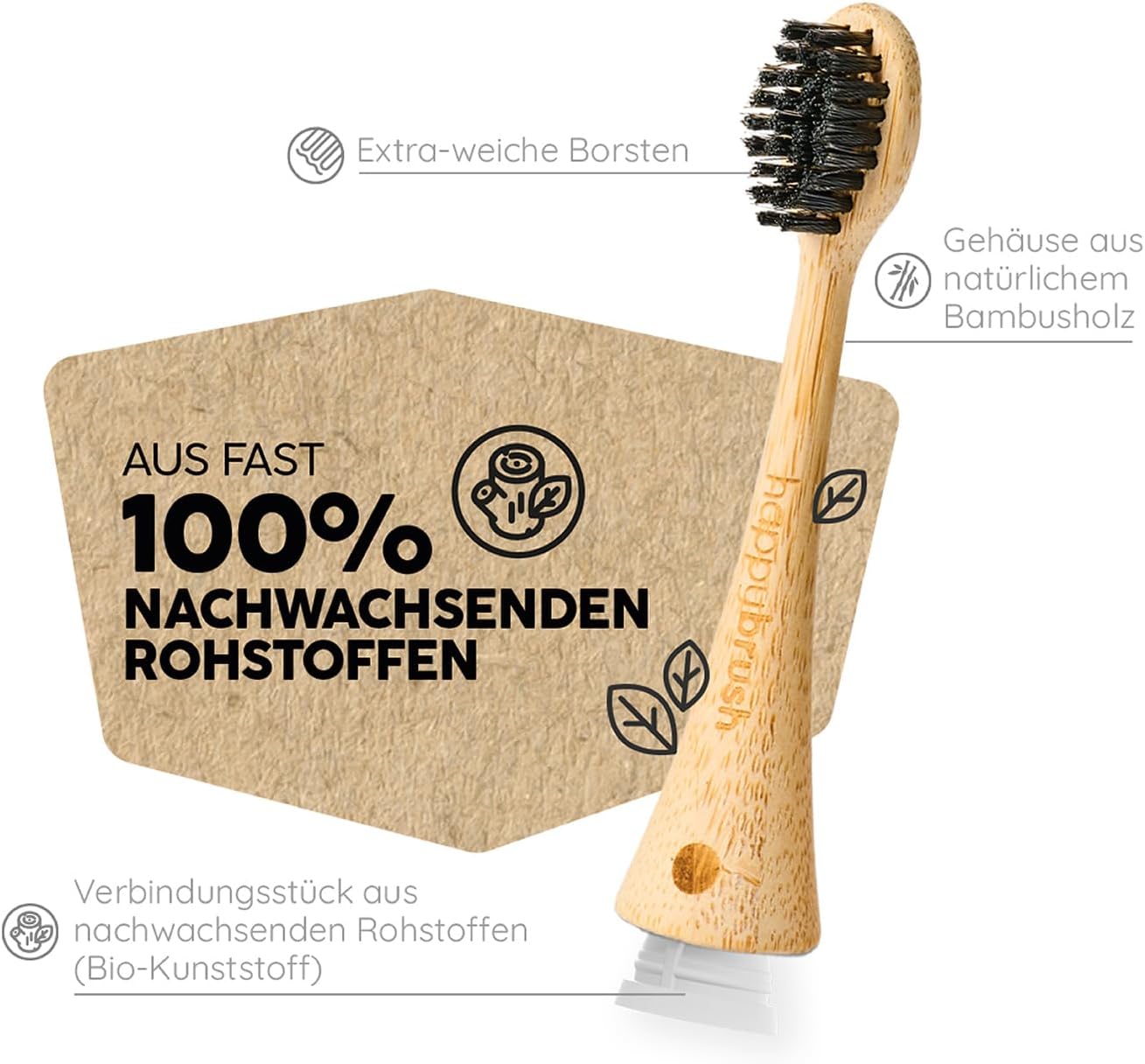 Detalle 2 de happybrush VIBE 3 Aufsteckbürsten 3x3