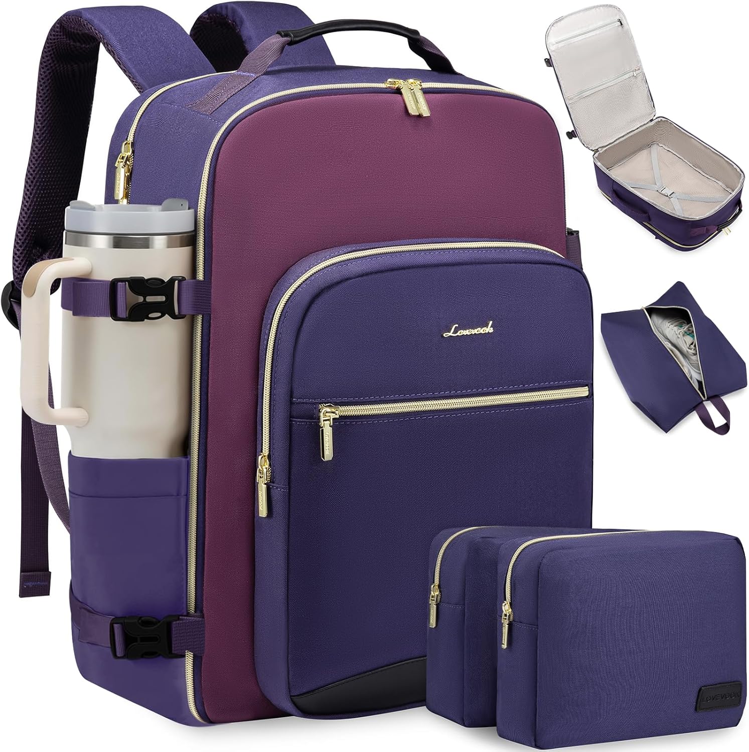 Thumbnail 6 de LOVEVOOK 40L Large Travel Backpack for Women — Airline-Approved Carry-On with 3 Packing Cubes