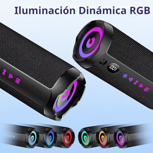 Thumbnail 6 de Altavoz Bluetooth Portátil 25W de coioc: sonido estéreo 360°, IPX7 y luz RGB para exterior