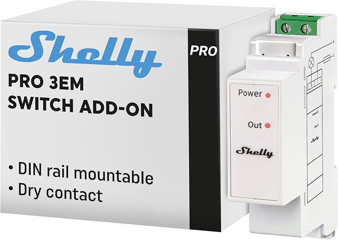 Detalle de Shelly Pro 3EM Switch Add-On ⚡ Controlador de Energía y Solar