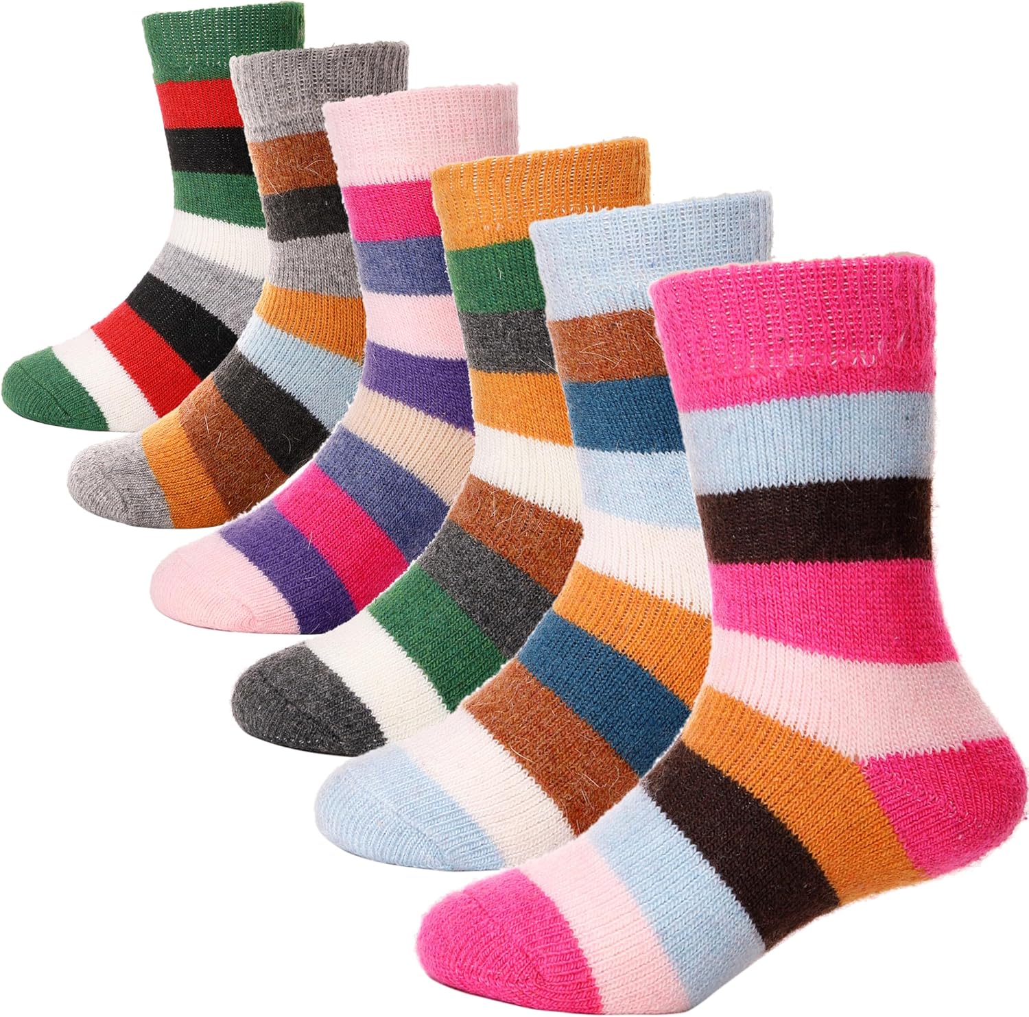 Detalle de ANTSANG Kids Merino Wool Hiking Socks, 6 Pairs, Cushioned Crew Boot Socks