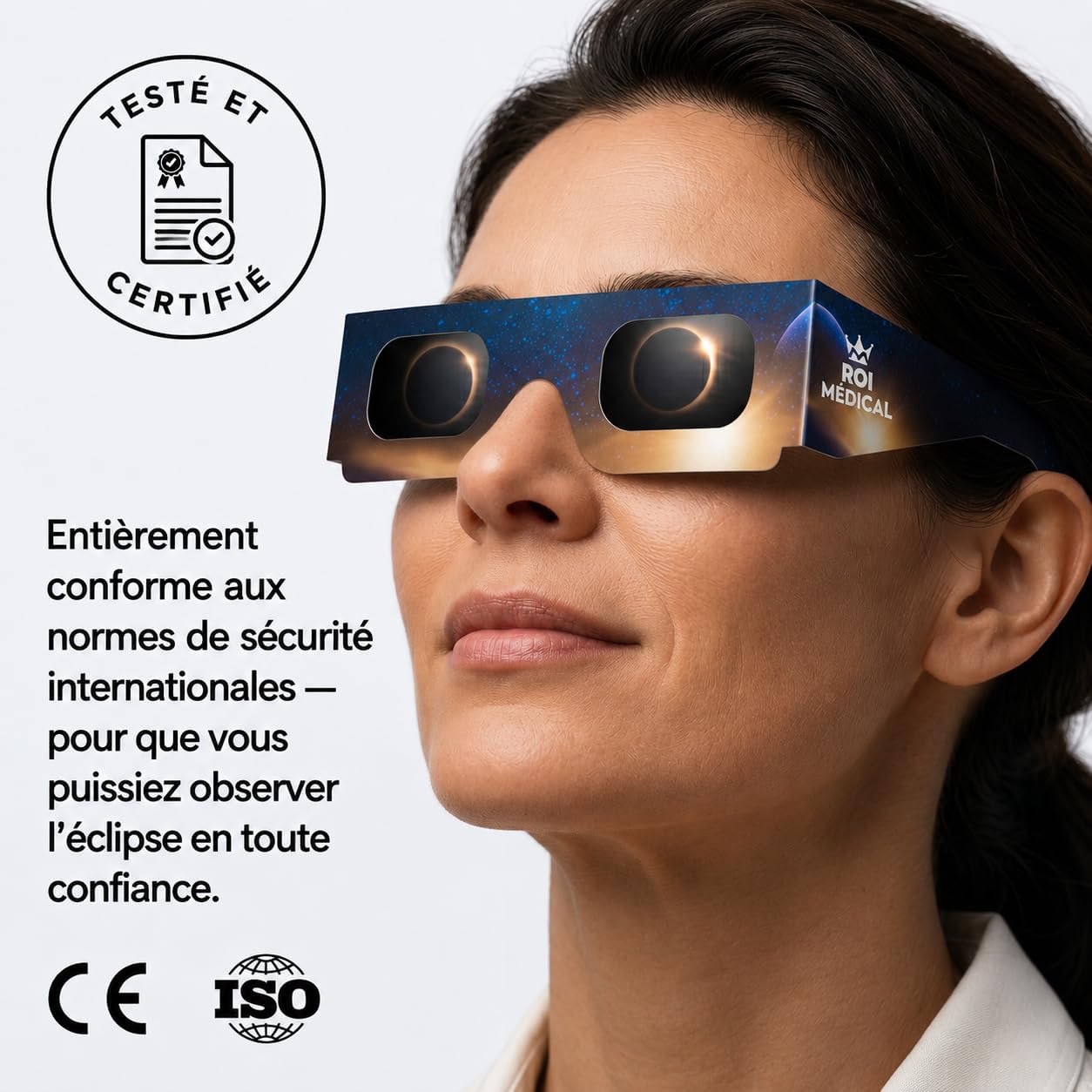 Detalle de Lunettes Eclipse Solaire 2026 – Lot de 6 Paires Premium avec 2 Filtres pour Smartphone