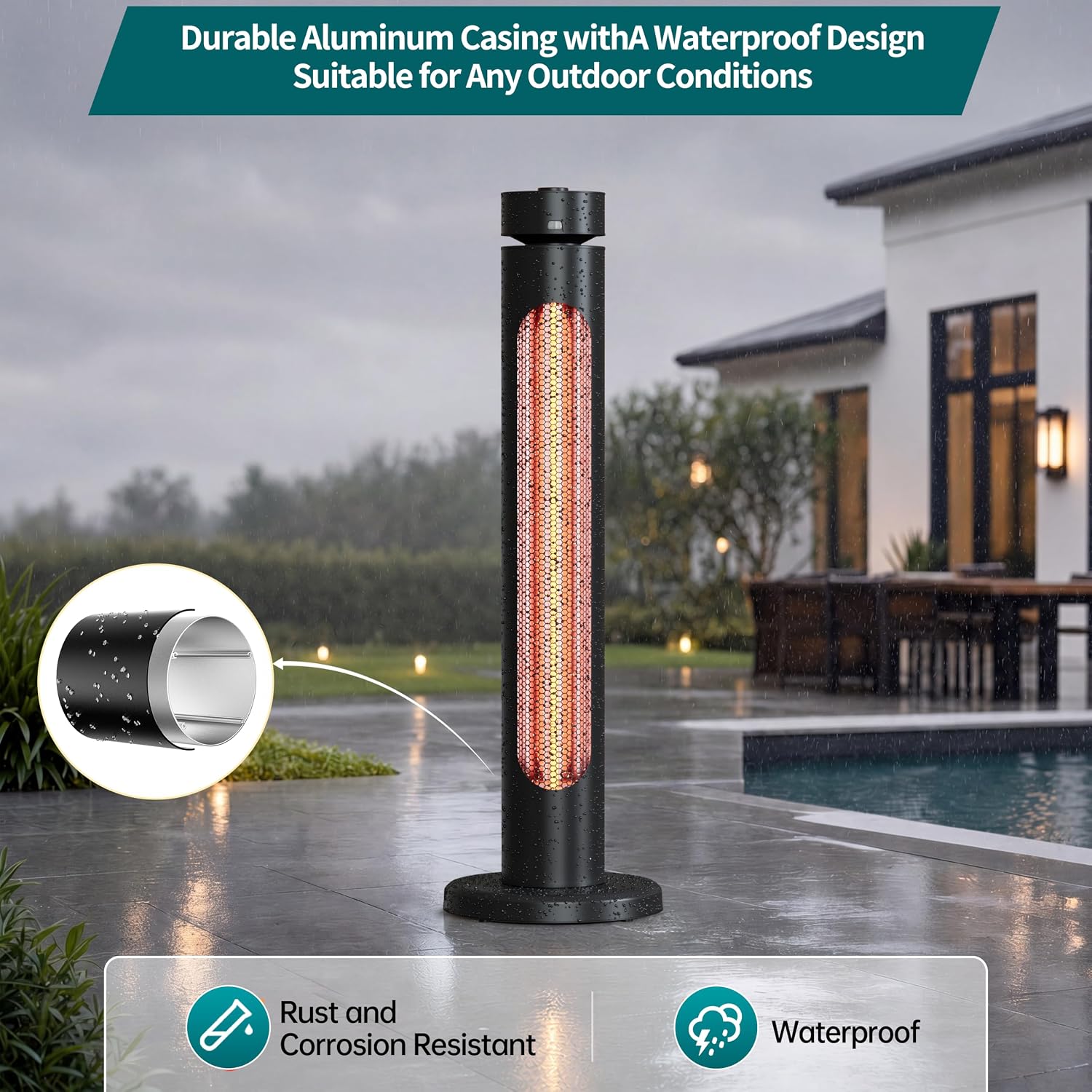 Thumbnail 5 de Sundate T08-GR15YDU 1500W Infrared Patio Heater with 8 Heat Levels