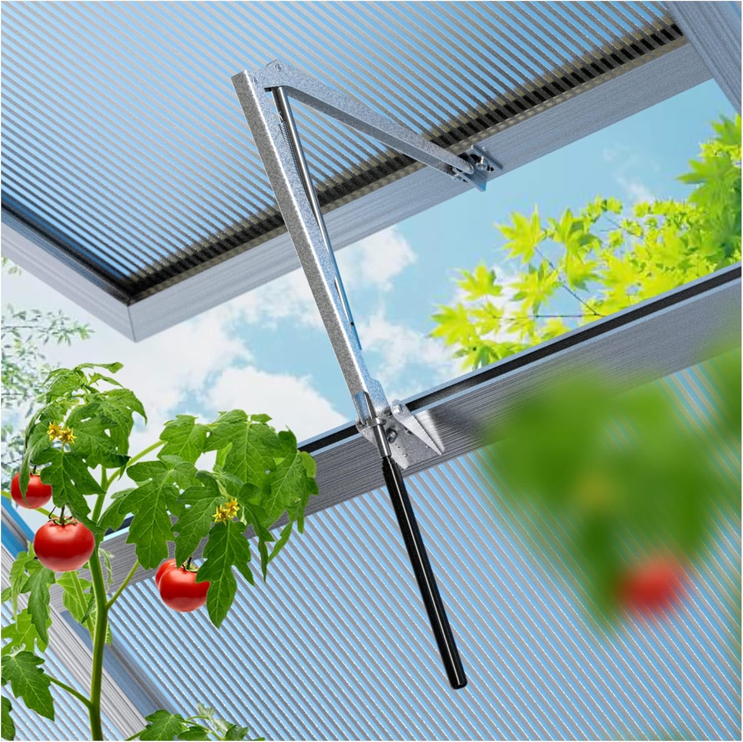 SANAWATEC automatischer Fensteröffner für Gewächshaus – temperaturgesteuert (Hubkraft 7 kg, Hubhöhe 40 cm)