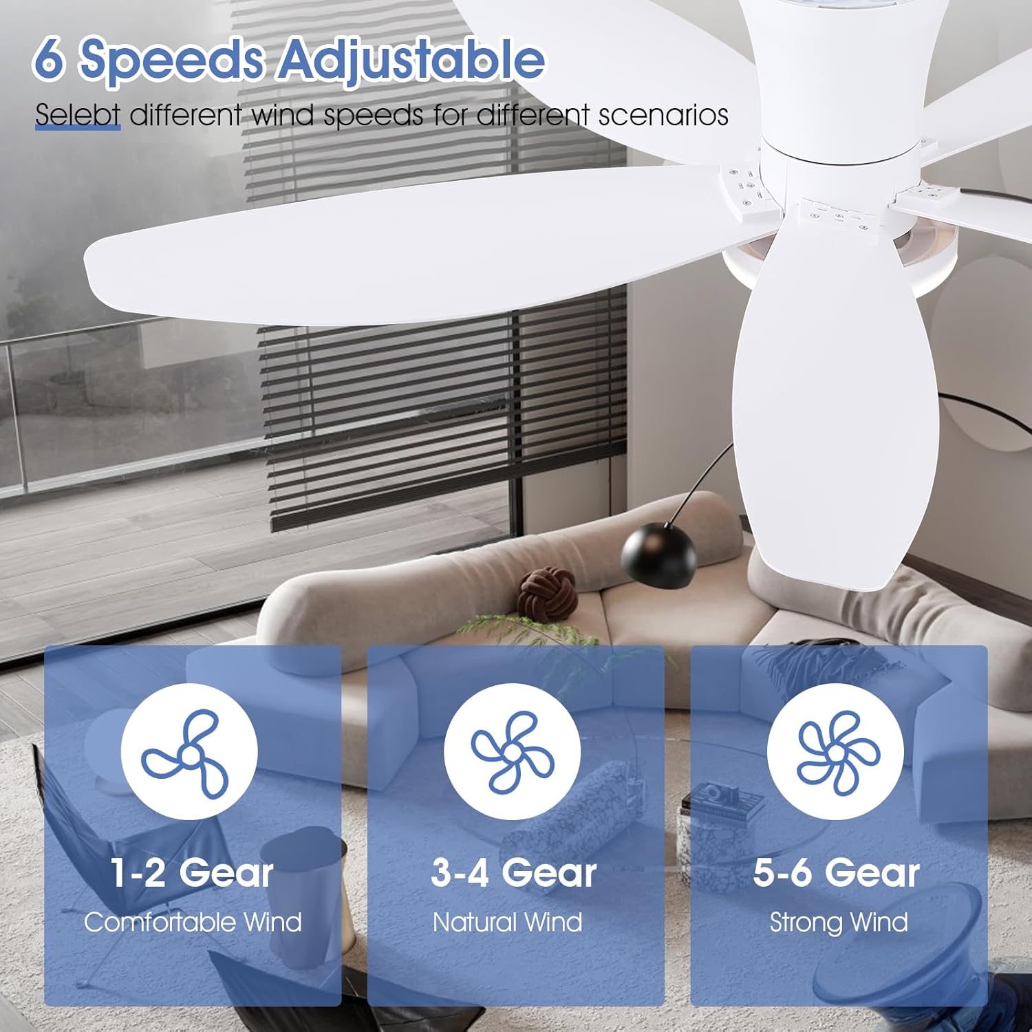 Thumbnail 4 de Deckenventilator mit Beleuchtung 106 cm – LED, App & Fernbedienung