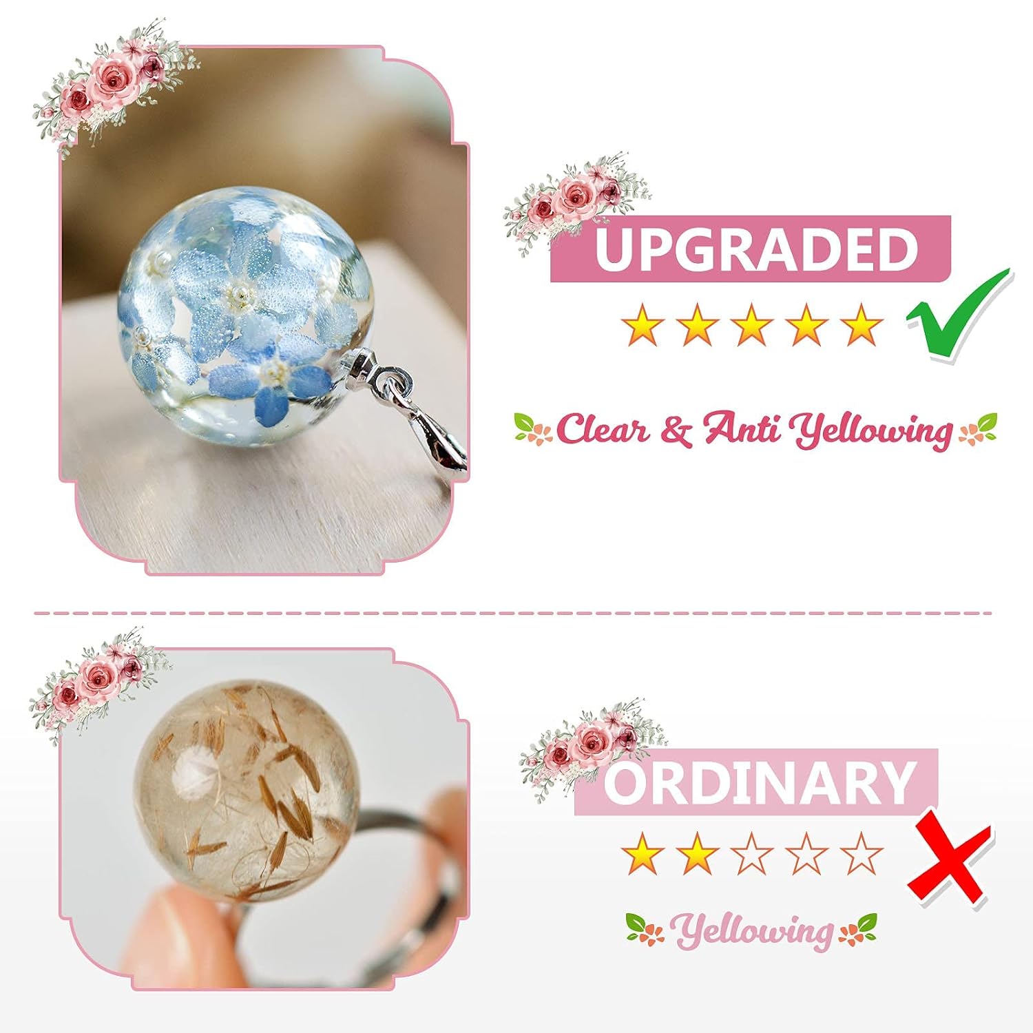 Detalle de YIEHO Kit de résine UV époxy cristal clair 1 kg (1000 g) pour bijoux artisanaux