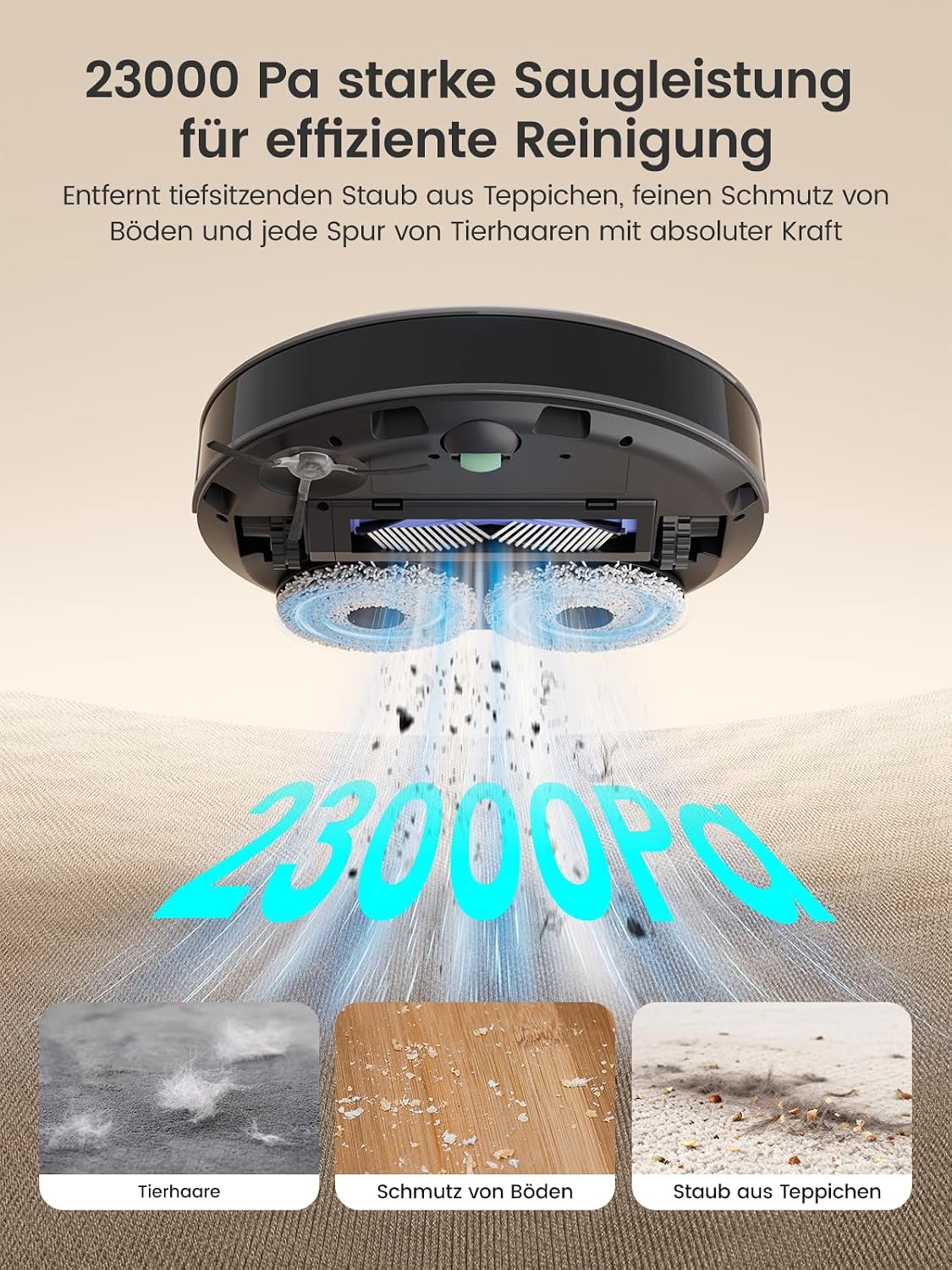 Detalle de Lefant M3 Ultra Staubsaugerroboter – 23000 Pa, 360° dToF-Navigation, automatische Staubentleerung 3,2 L, PSD-Hinderniserkennung
