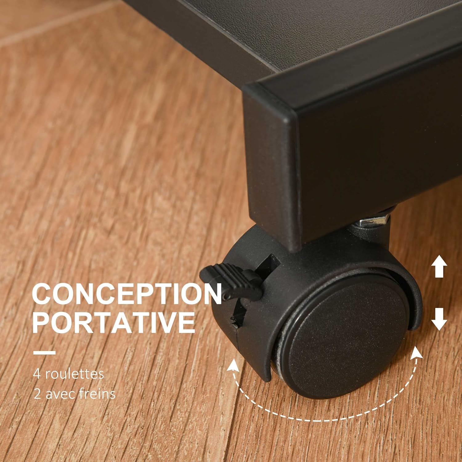 Thumbnail 5 de HOMCOM bureau informatique roulant mobile avec tablette coulissante clavier et étagère (noir)