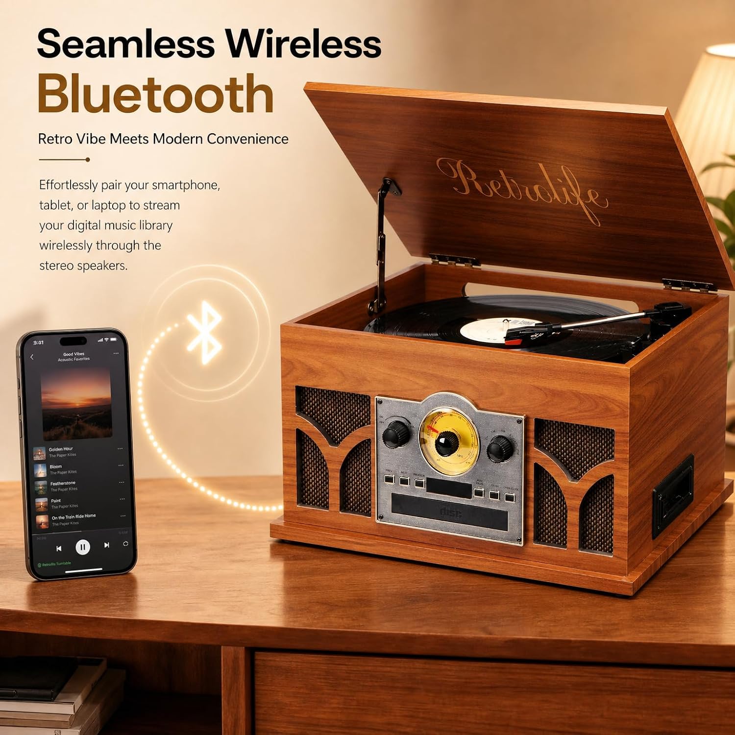 Detalle de Retrolife 10-in-1 record player