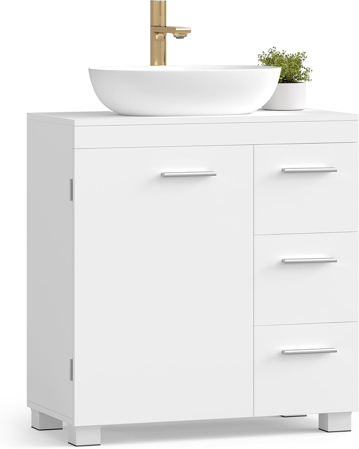 VASAGLE Under Sink Bathroom Cabinet, 30 x 60 x 64 cm, Cloud White BBK514WB01