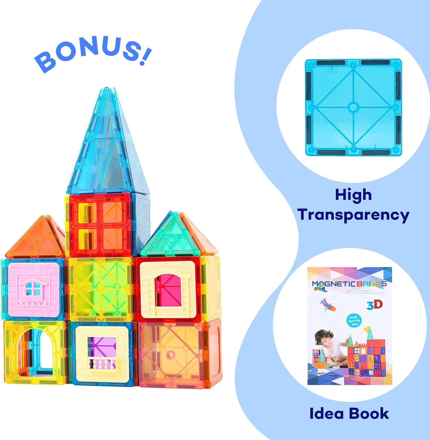 Detalle 2 de Anbalulu 63PCS Magnetic Tiles for Kids 🧩