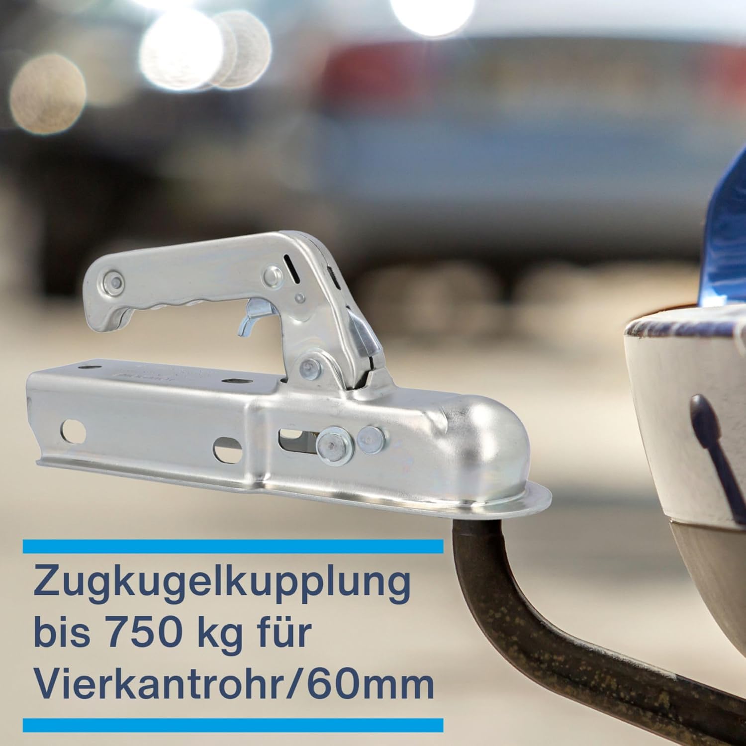 Detalle de Zugkugelkupplung bis 750 kg für Vierkantrohr/60mm – zuverlässige Anhängerkupplungstechnik
