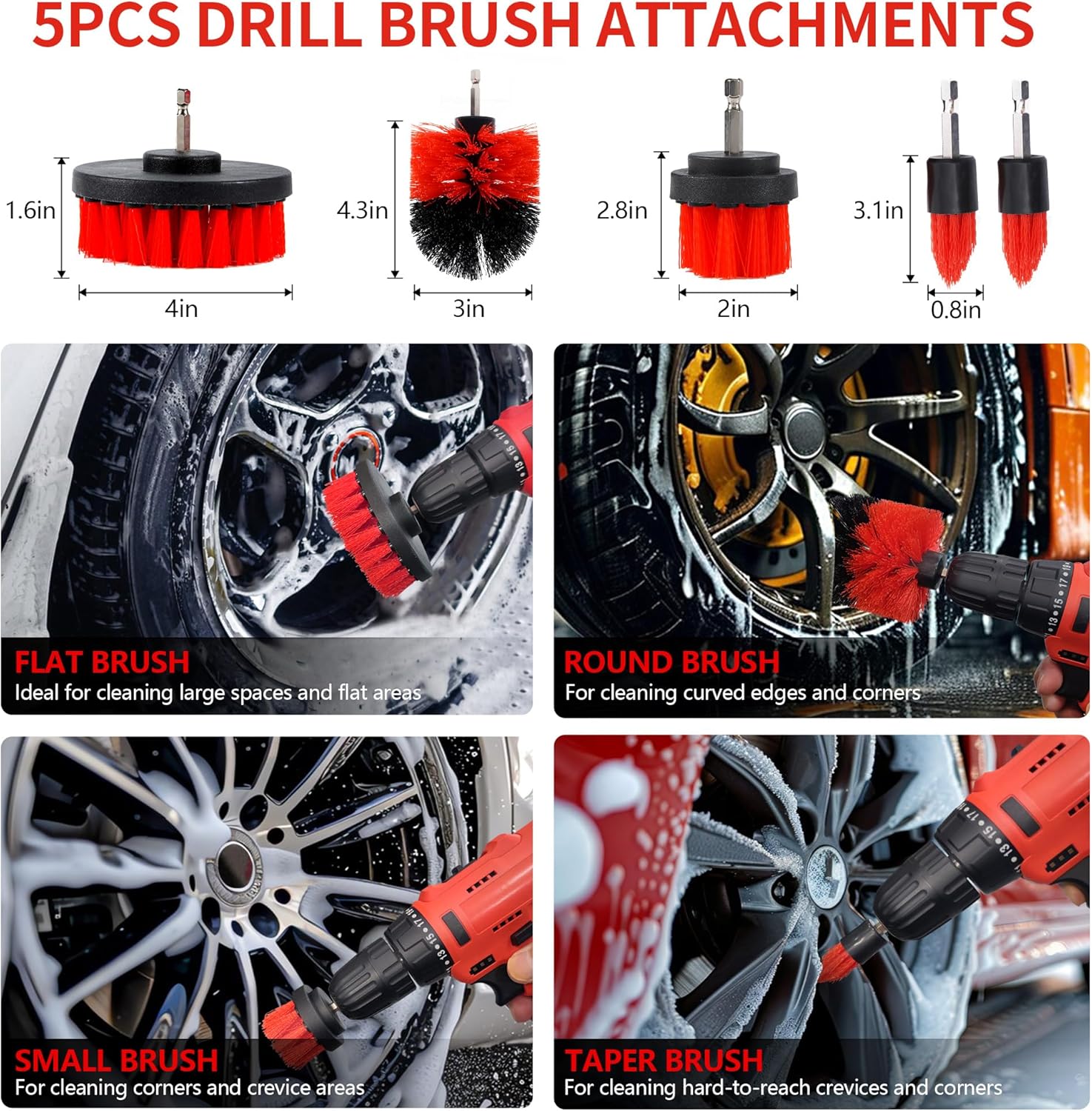 Thumbnail 2 de MIANYINGR 32Pcs Red Car Detailing Kit – Comprehensive Brush Set & Cleaning Kit