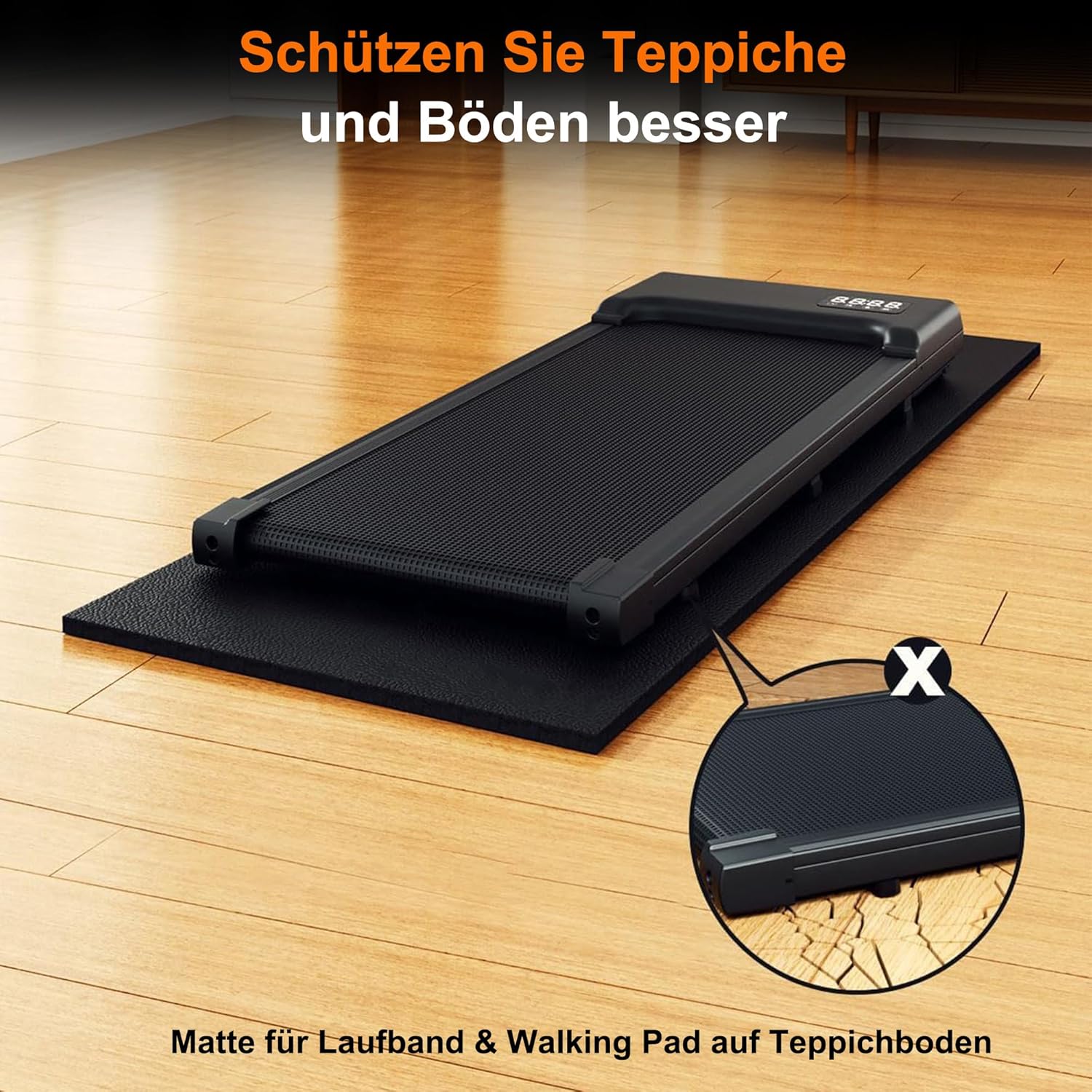 Thumbnail 5 de Laufbandmatte 172 x 61 cm, 6 mm Dicke – faltbar, hochdichte PVC Unterlage für Geräteschutz und Schalldämmung