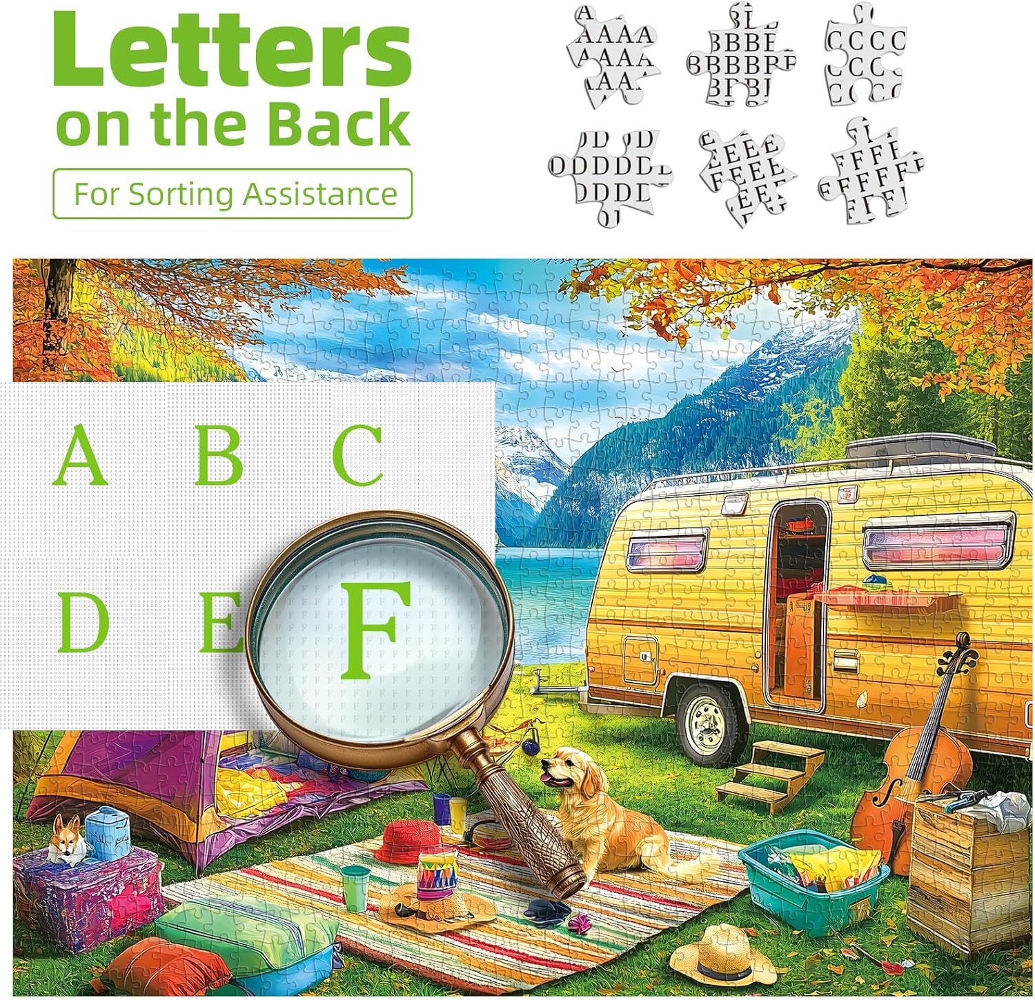 Thumbnail 2 de PuzzOne 1000-Piece Outdoor Mountain Lake Camping Puzzle