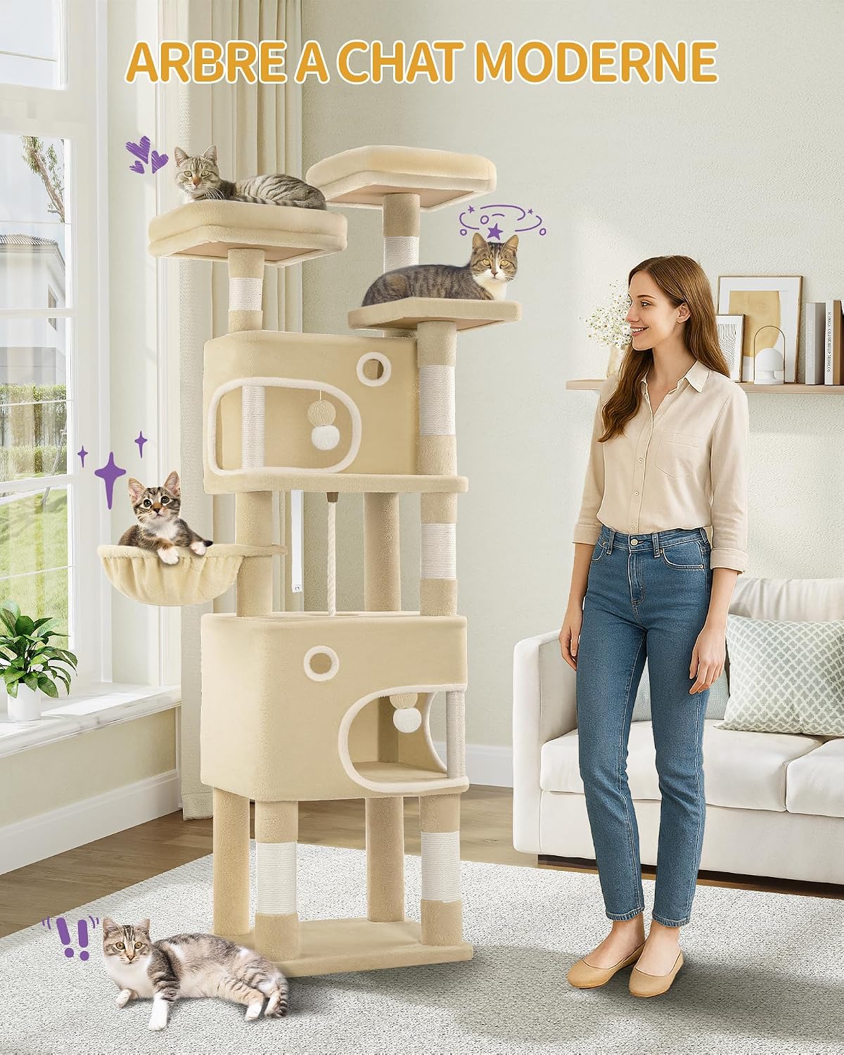 Detalle de Hzuaneri MS18018YL Arbre Ă chat 180 cm đ±