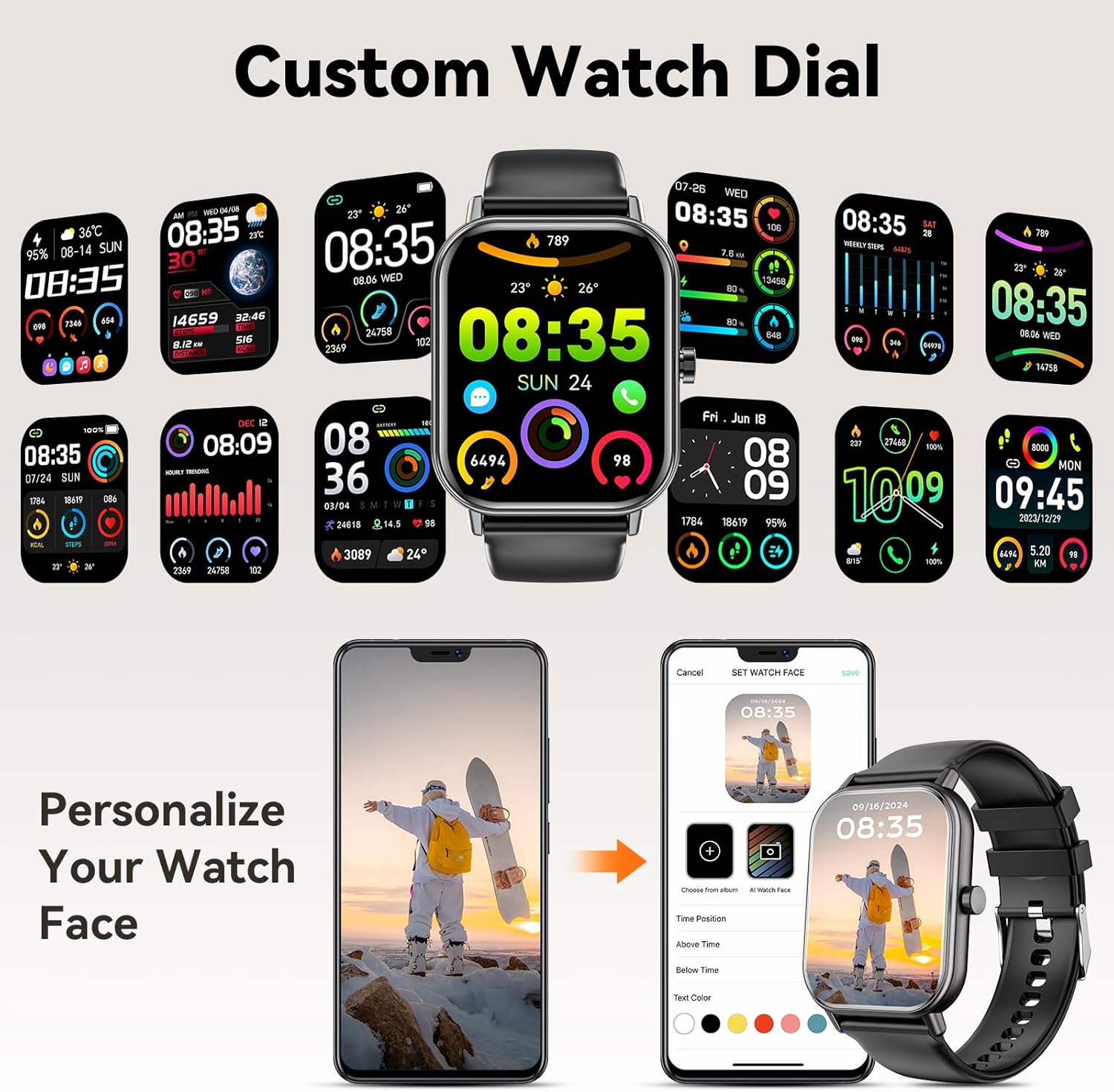 Thumbnail 6 de Smart Watch for Men and Women with Bluetooth Calls and 1.85” HD Display