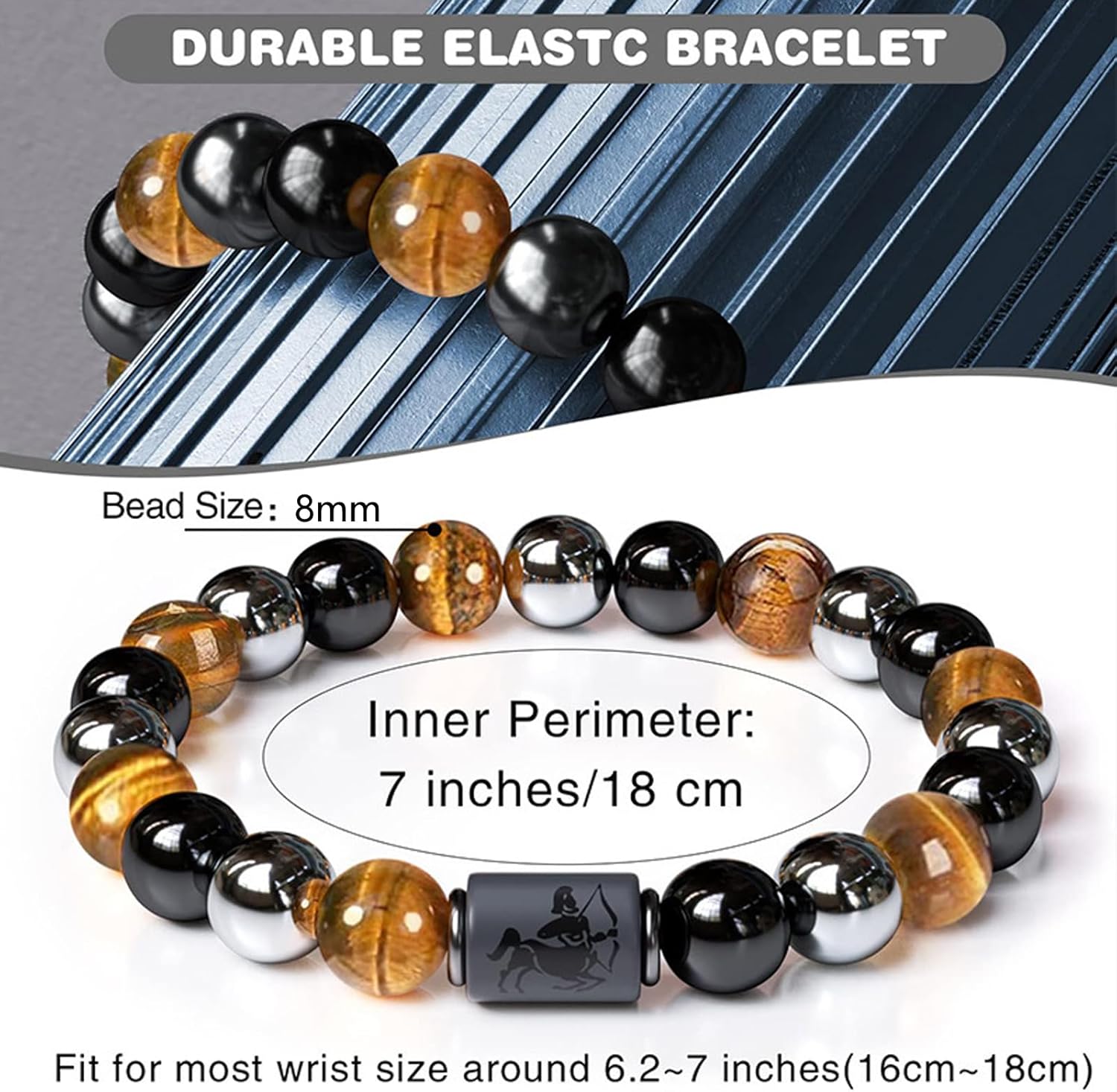 Thumbnail 2 de Caimeytie Damen Sternzeichen-Armbänder – Elastische Perlen, 19 cm, Geschenkset (2 Stück)