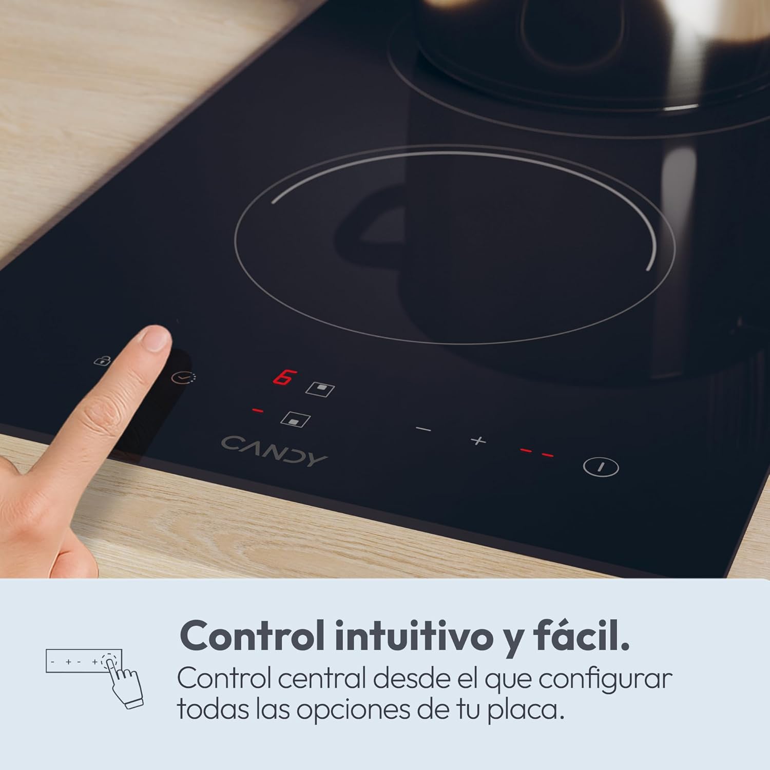 Detalle 1 de Candy Smart CDH 30, Placa Vitrocerámica Compacta con Seguridad