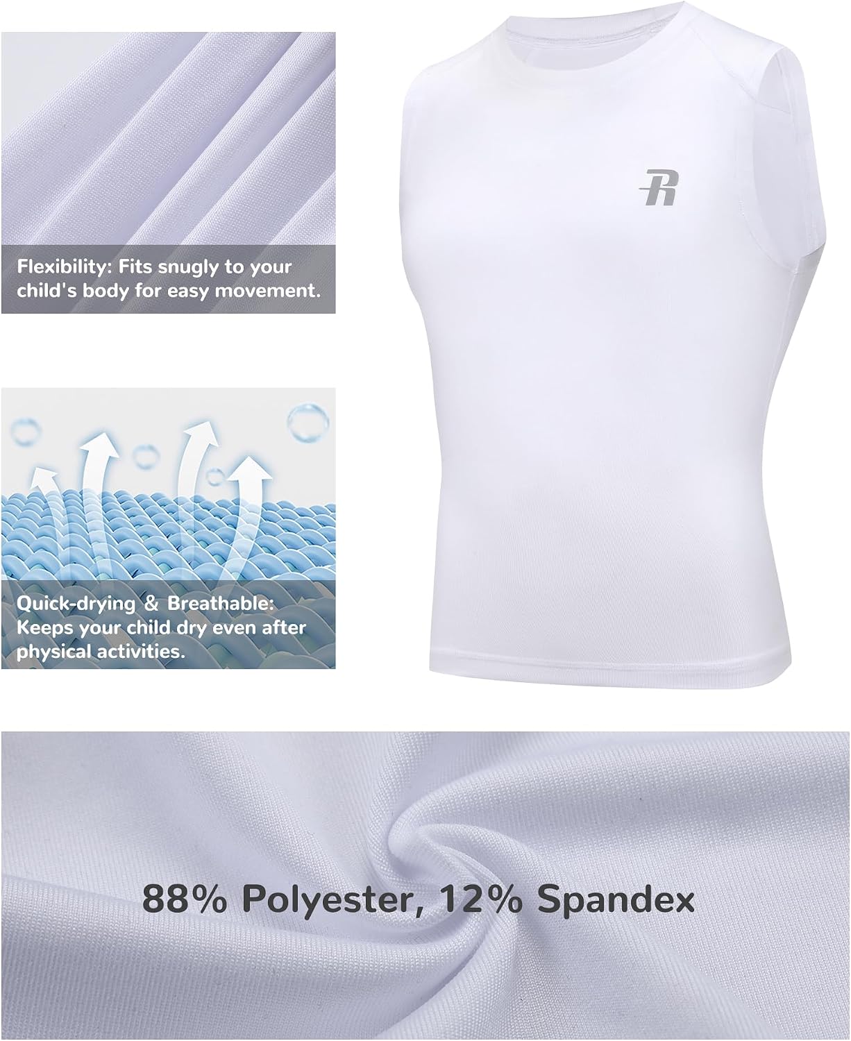 Thumbnail 4 de Runhit Boys' Sleeveless Compression Shirt