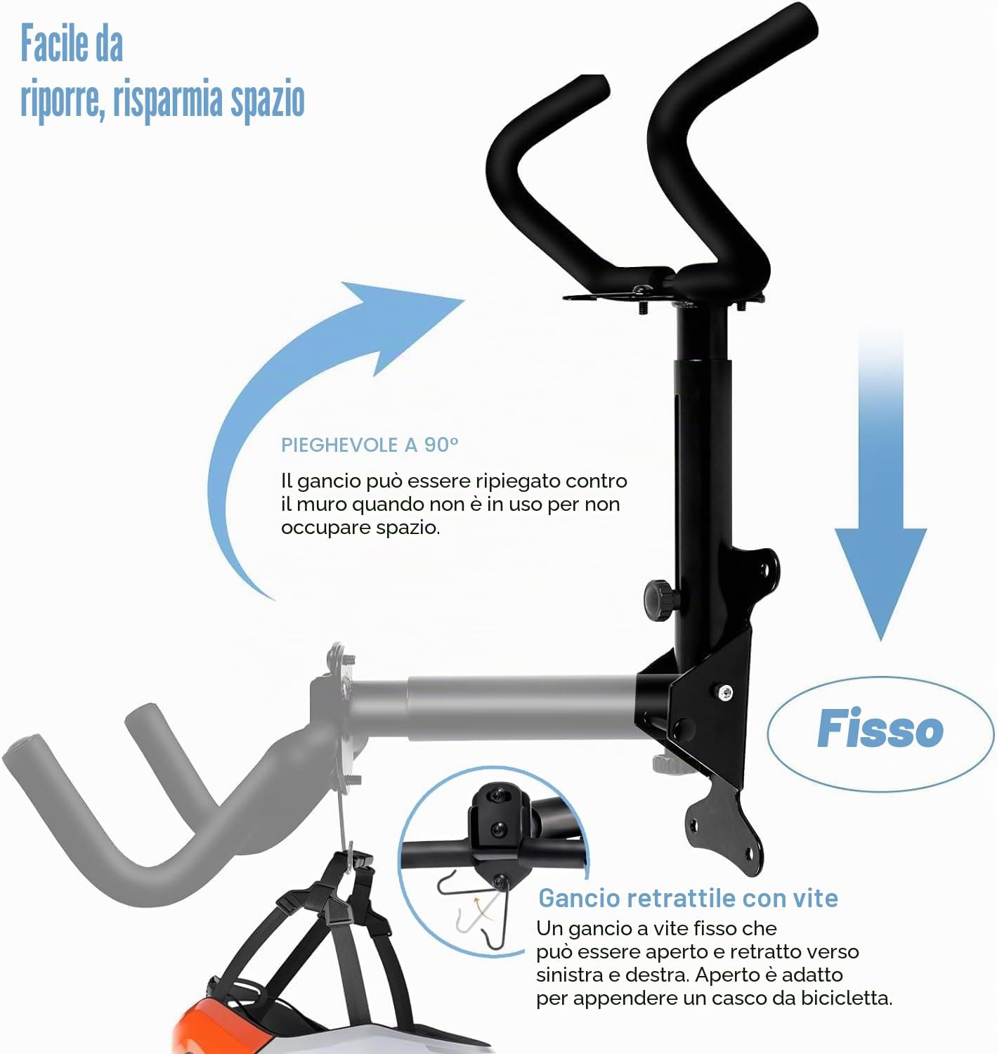 Thumbnail 6 de WUFANC Portabici da Muro: Portata 22 kg, supporto regolabile per angolo e distanza