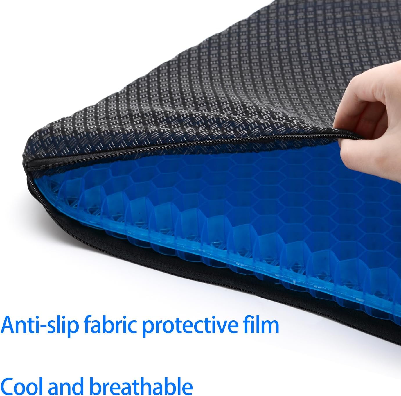 Detalle de 2022 NewLarge Gel Seat Cushion with Honeycomb Design: Double Thick Gel for Pain Relief