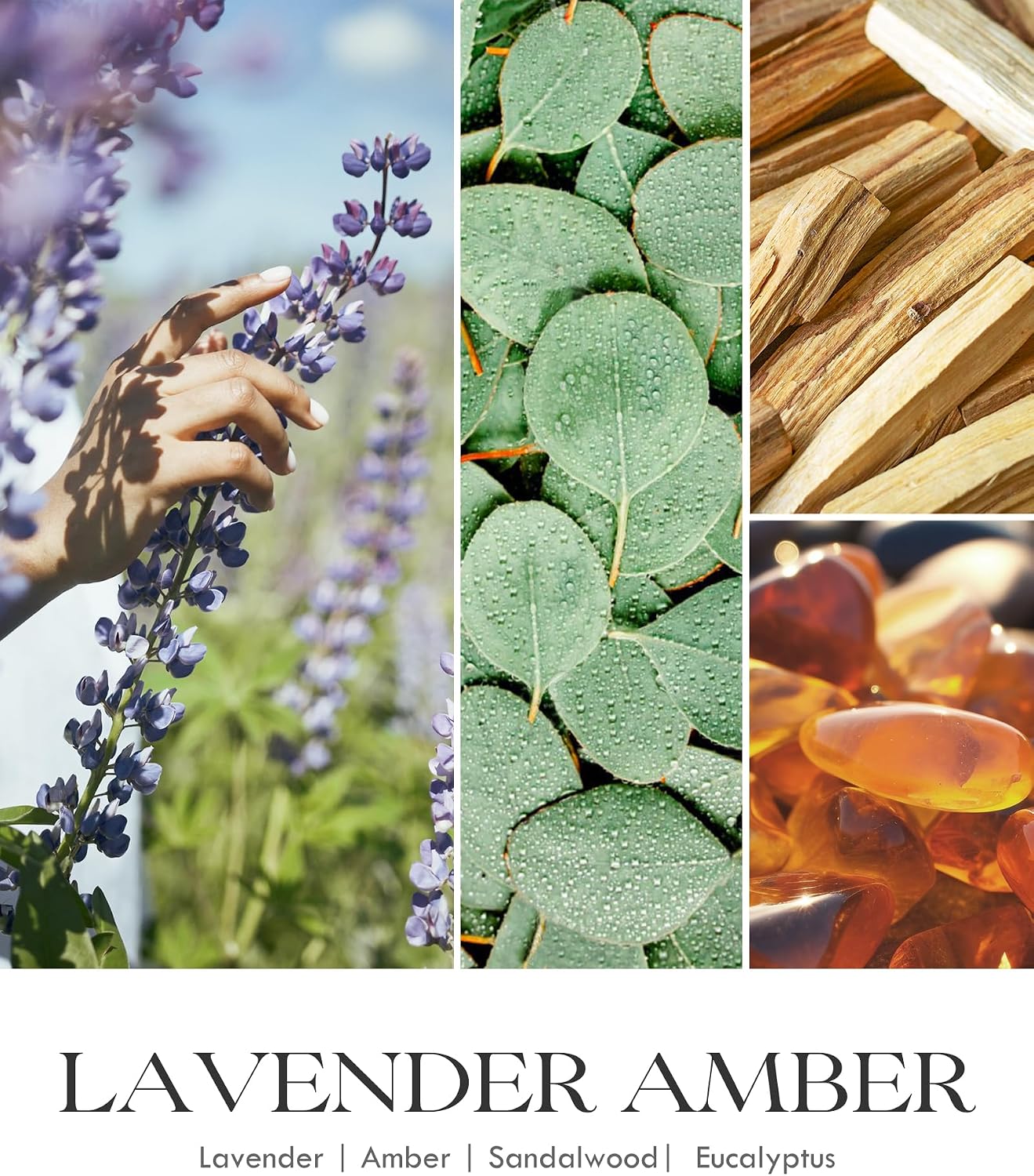 Detalle 2 de AOOVOO Lavender Amber Candles - 9 oz Scented Soy Candle for Home Ambiance