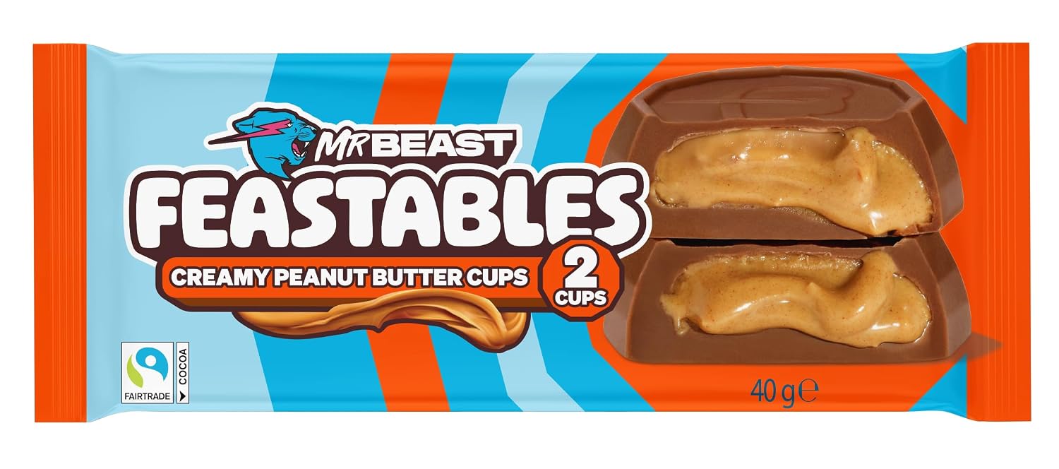 Thumbnail 6 de Feastables MrBeast Cups Peanut Butter: Milchschokolade mit Erdnussbutterfüllung, 3er Pack (je 2 Stück à 40 g)