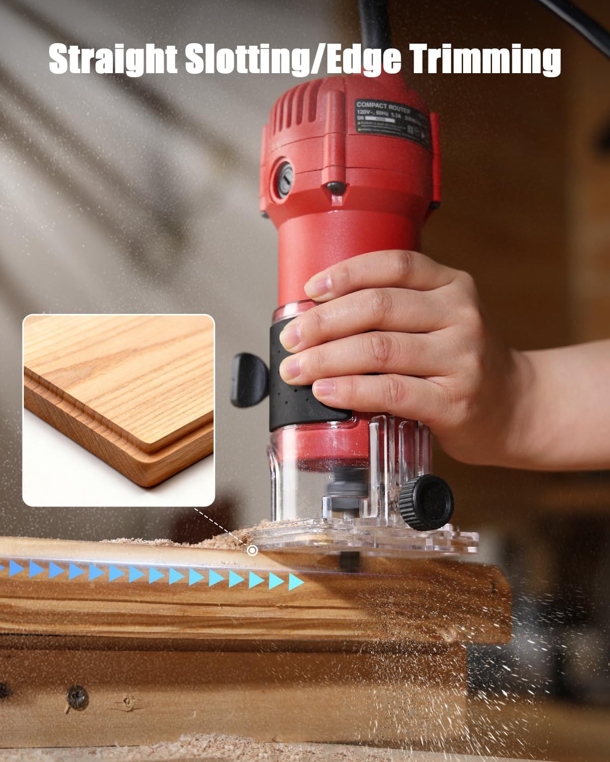 Detalle de AVID POWER 630W Compact Wood Router, 35,000 RPM, 1/4" Collet