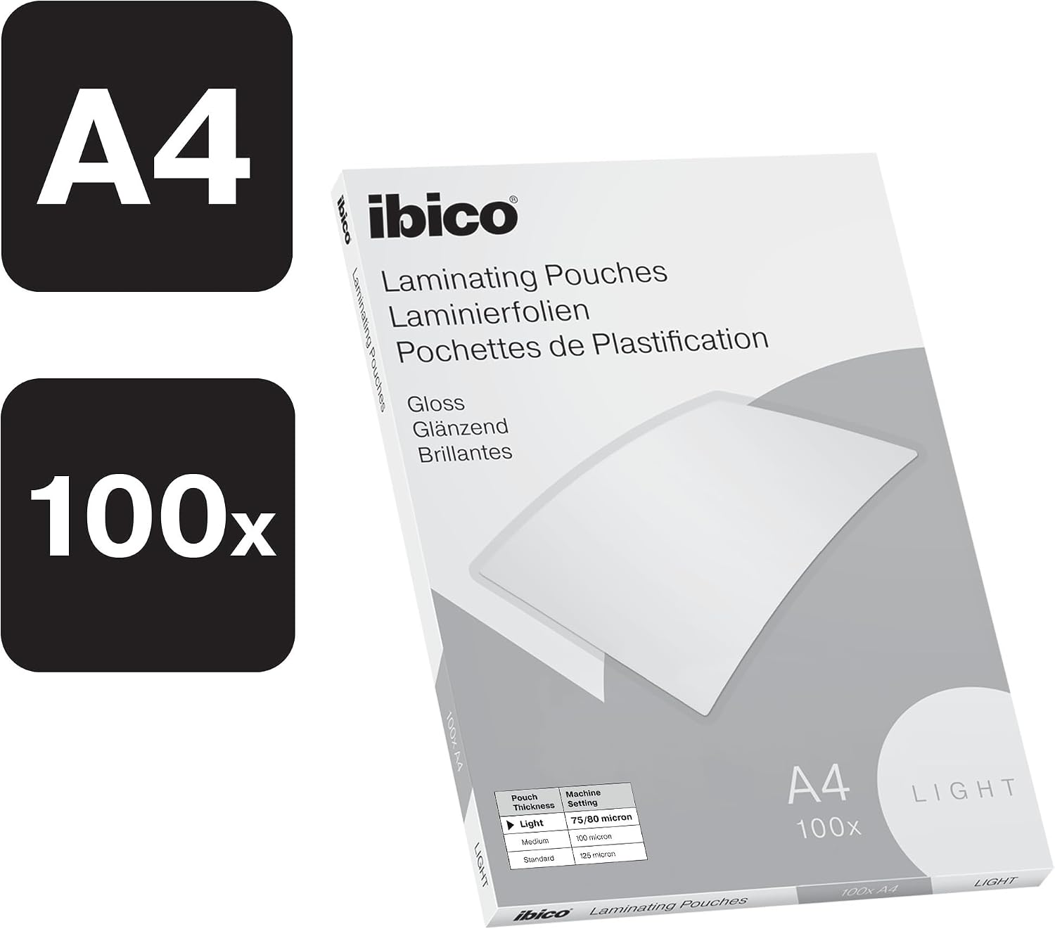 Thumbnail 1 de Ibico Basics Laminierfolien A4 Leicht 100 Stück