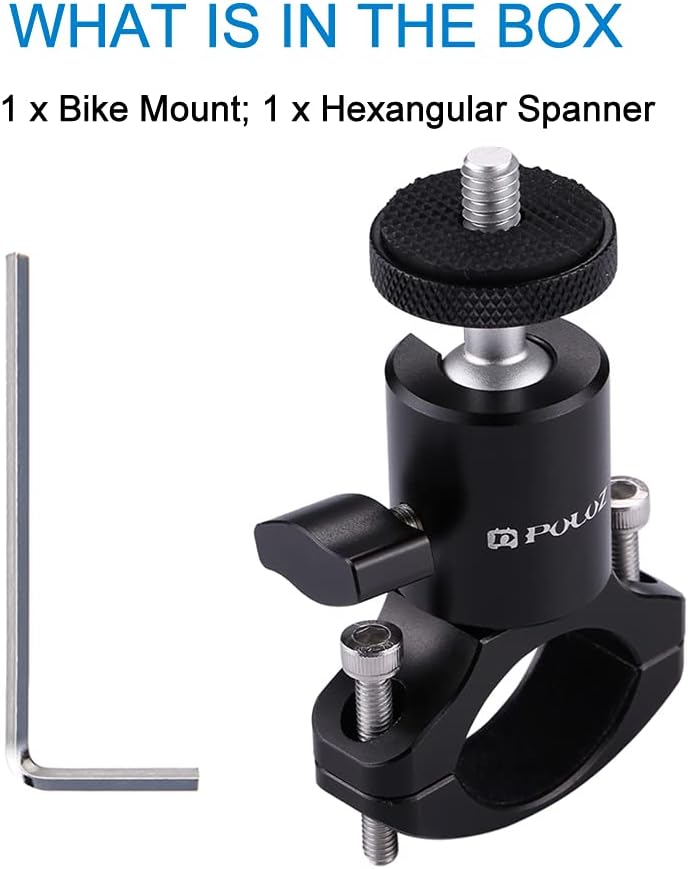 Detalle 2 de PULUZ Fahrrad-Lenkerhalterung für GoPro Hero 12/11/10/9/8/7/6 – Aluminium, 20–35 mm Durchmesser, 1/4-Zoll Gewinde