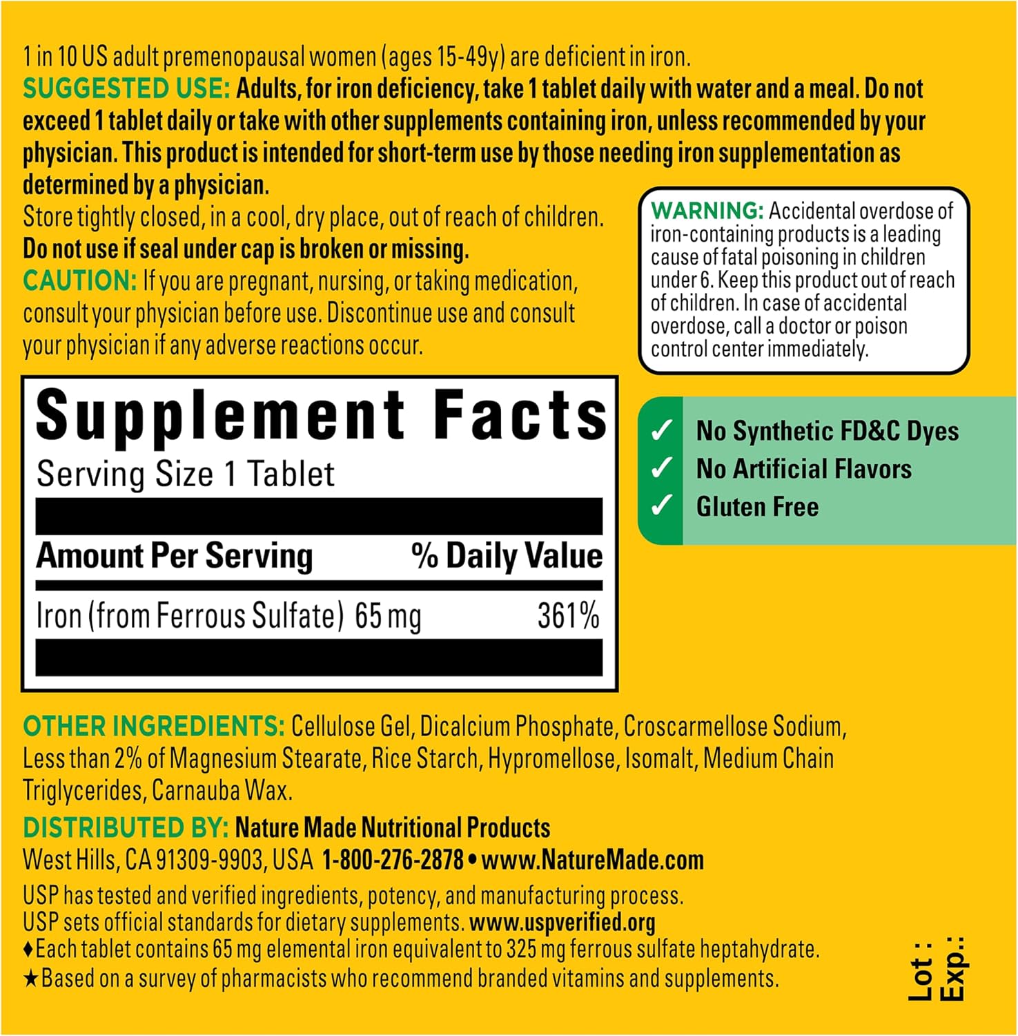 Thumbnail 6 de Nature Made Iron 65 mg (325 mg Ferrous Sulfate) Tablets – 180-Count Bottle