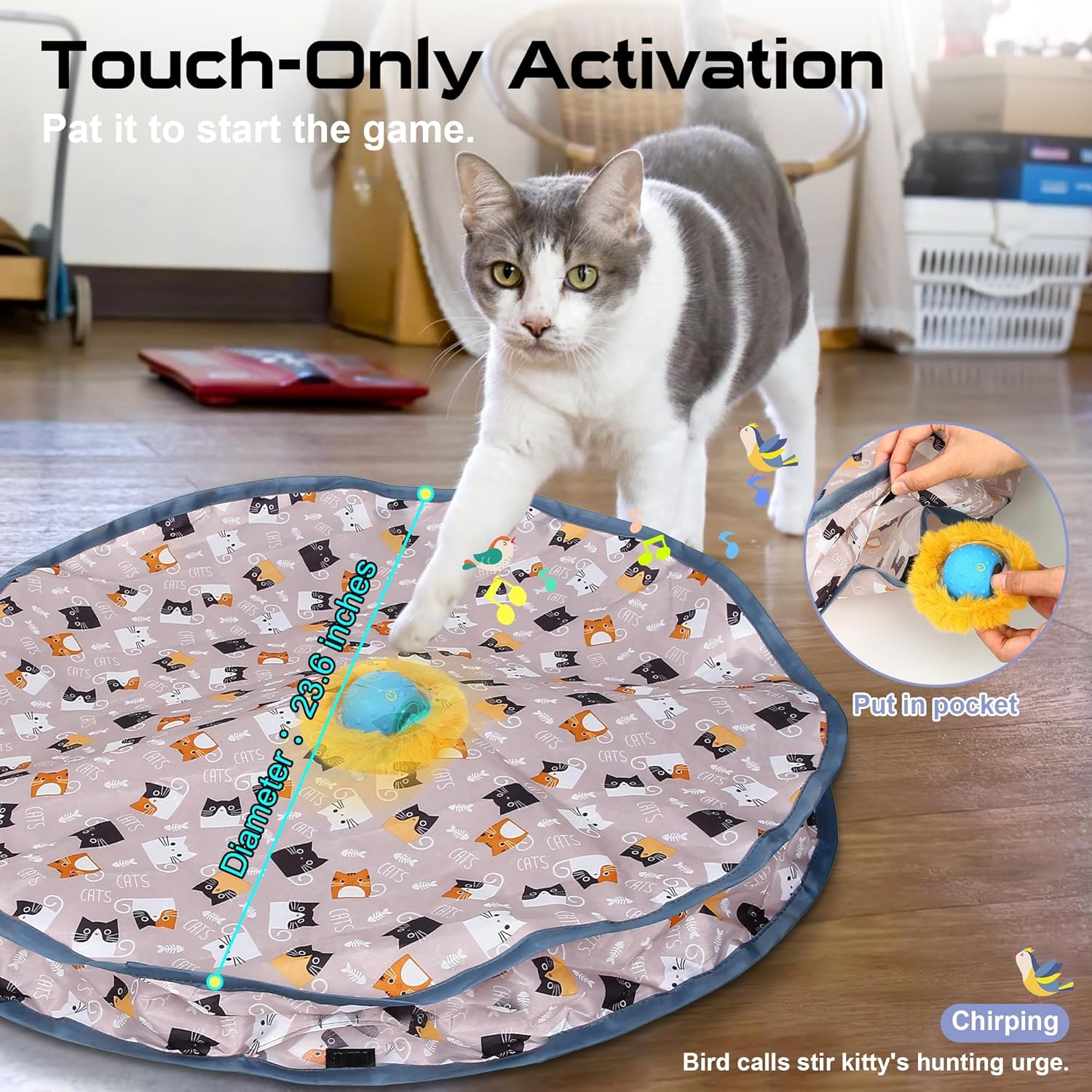 Detalle 2 de PUHOHUN Cat Toys Ball Brown