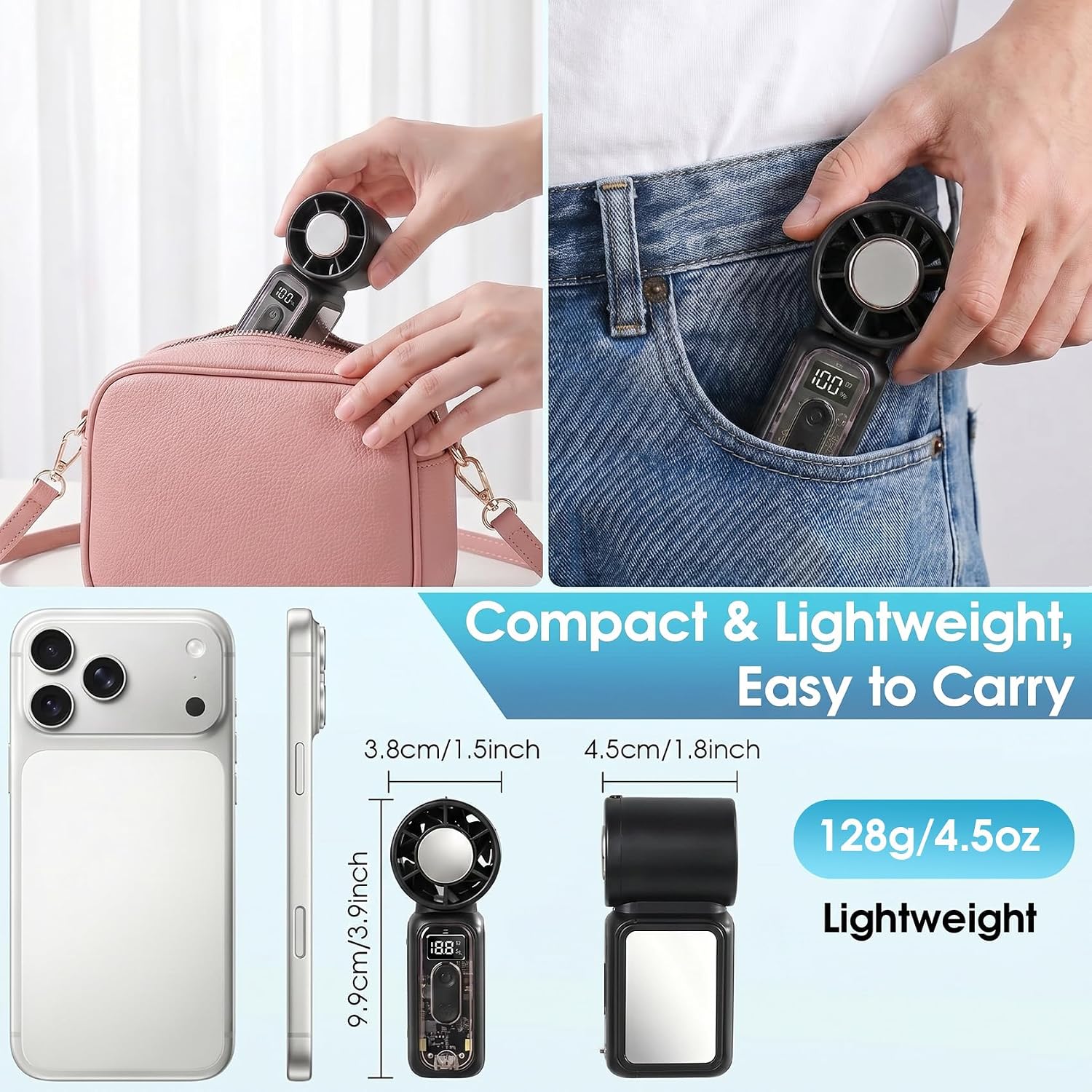 Thumbnail 4 de GlobalCrown Portable Handheld Fan 3600mAh with LED Torch