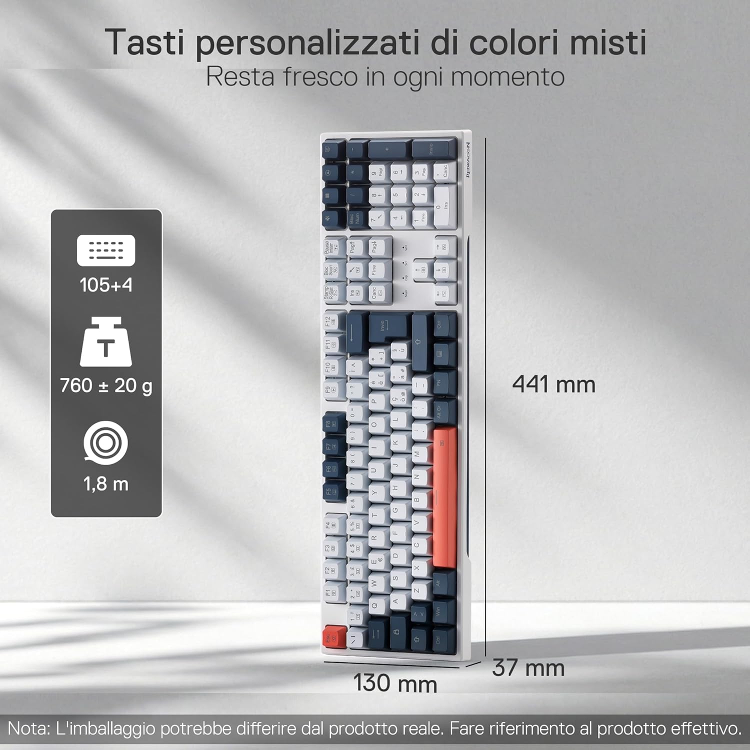 Thumbnail 6 de Redragon K668 RGB tastiera gaming meccanica cablata hot-swap con layout QWERTY italiano