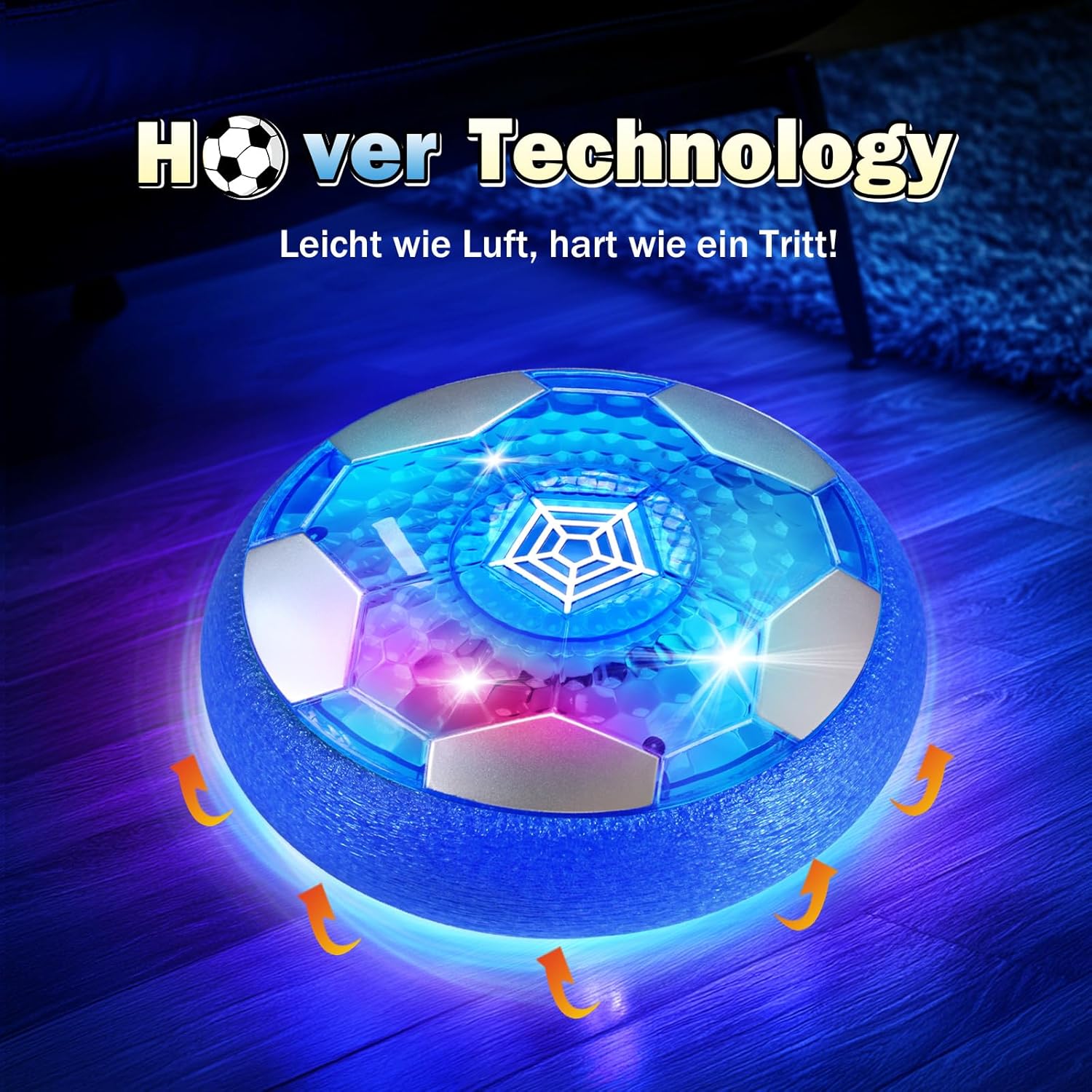 Thumbnail 3 de OMWay Air Power Fußball – recargbarer LED-Schwebeball für drinnen, USB, ca. 50 Minuten Spielzeit