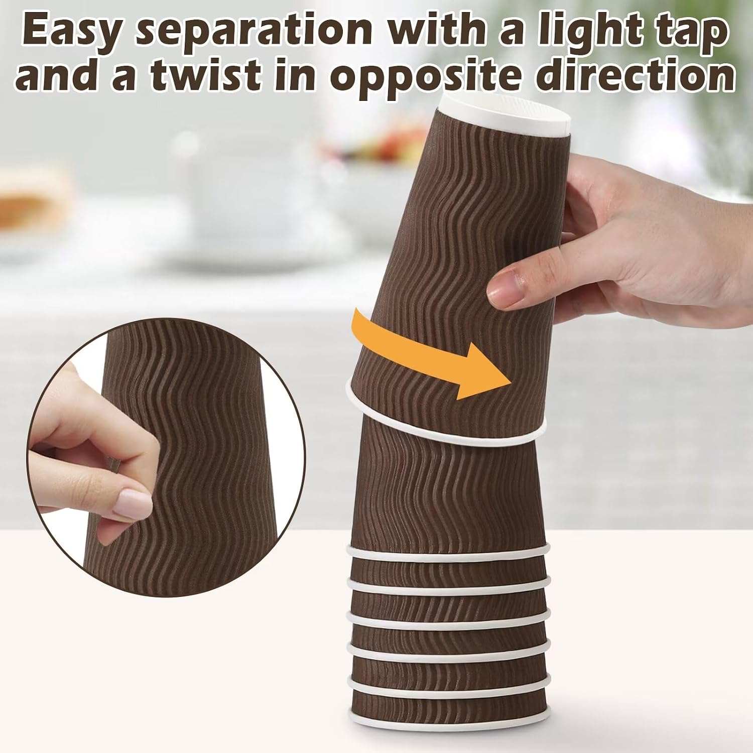 Detalle de Huifany 16 oz Coffee Cups with Lids (50 Pack) — Insulated, Leak-Resistant, Disposable