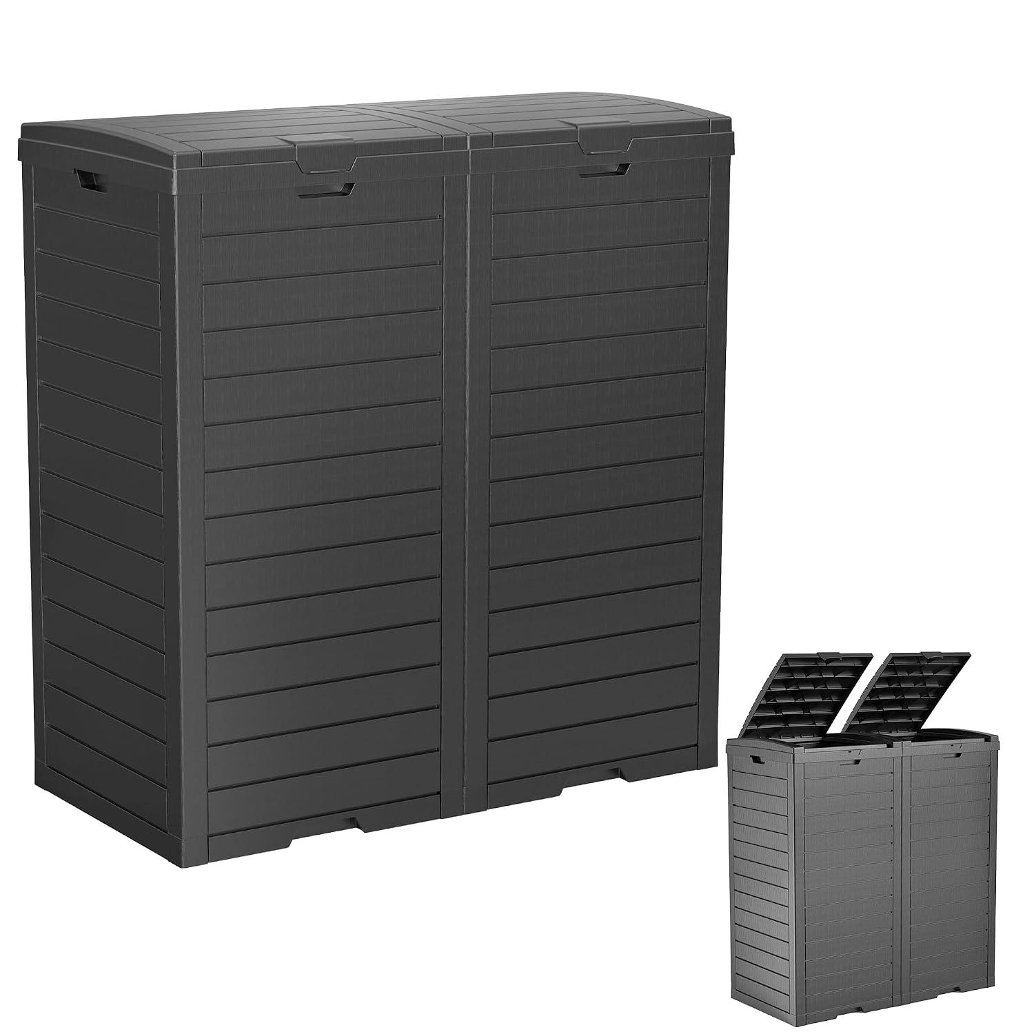 Thumbnail 6 de EFU 80-Gallon Double-Bin Outdoor Trash Can with Lid & Drip Tray