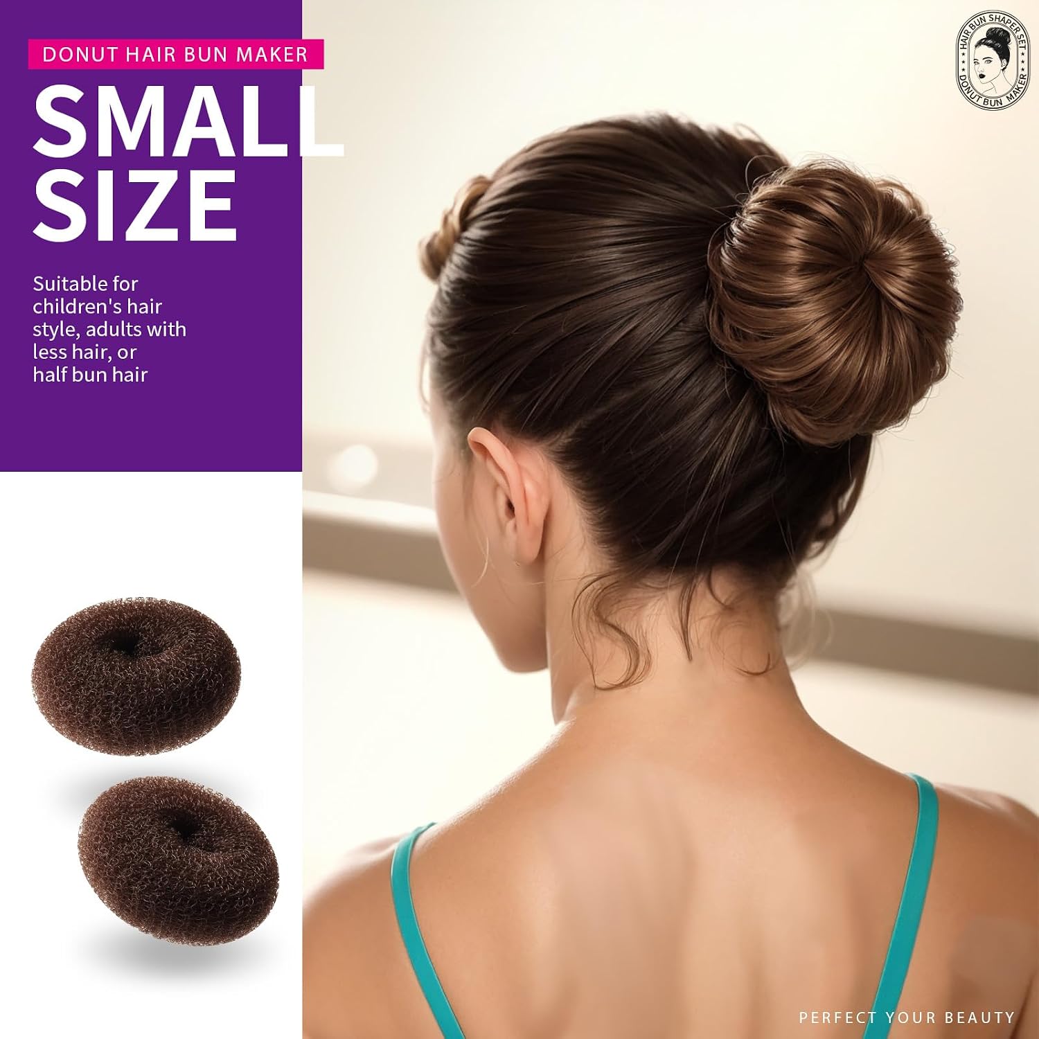 Detalle de Teenitor Donut Hair Bun Maker Set 7 Rings