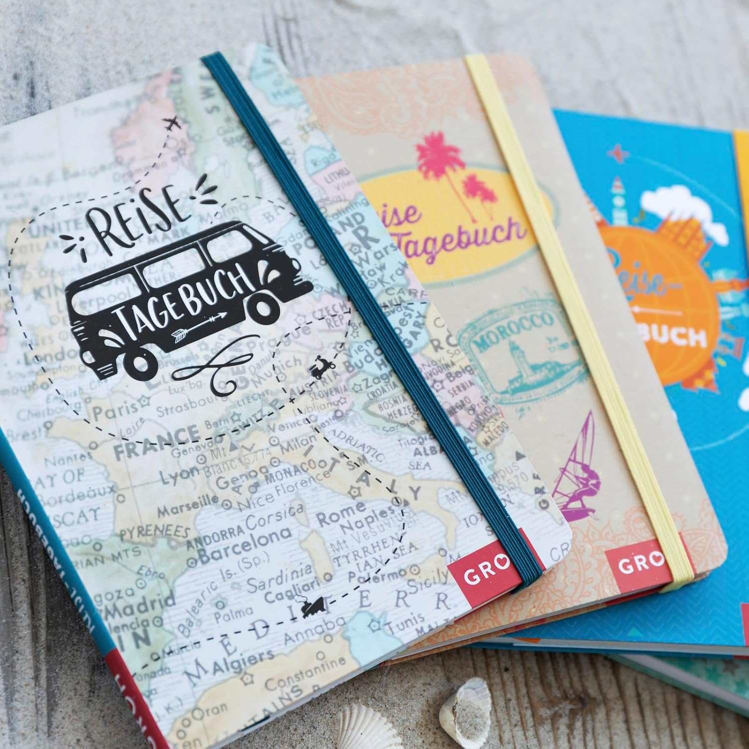 Detalle 2 de Groh Verlag Reisedagbok (karta), resejournal i formatet 12,5 × 1,1 × 17,7 cm