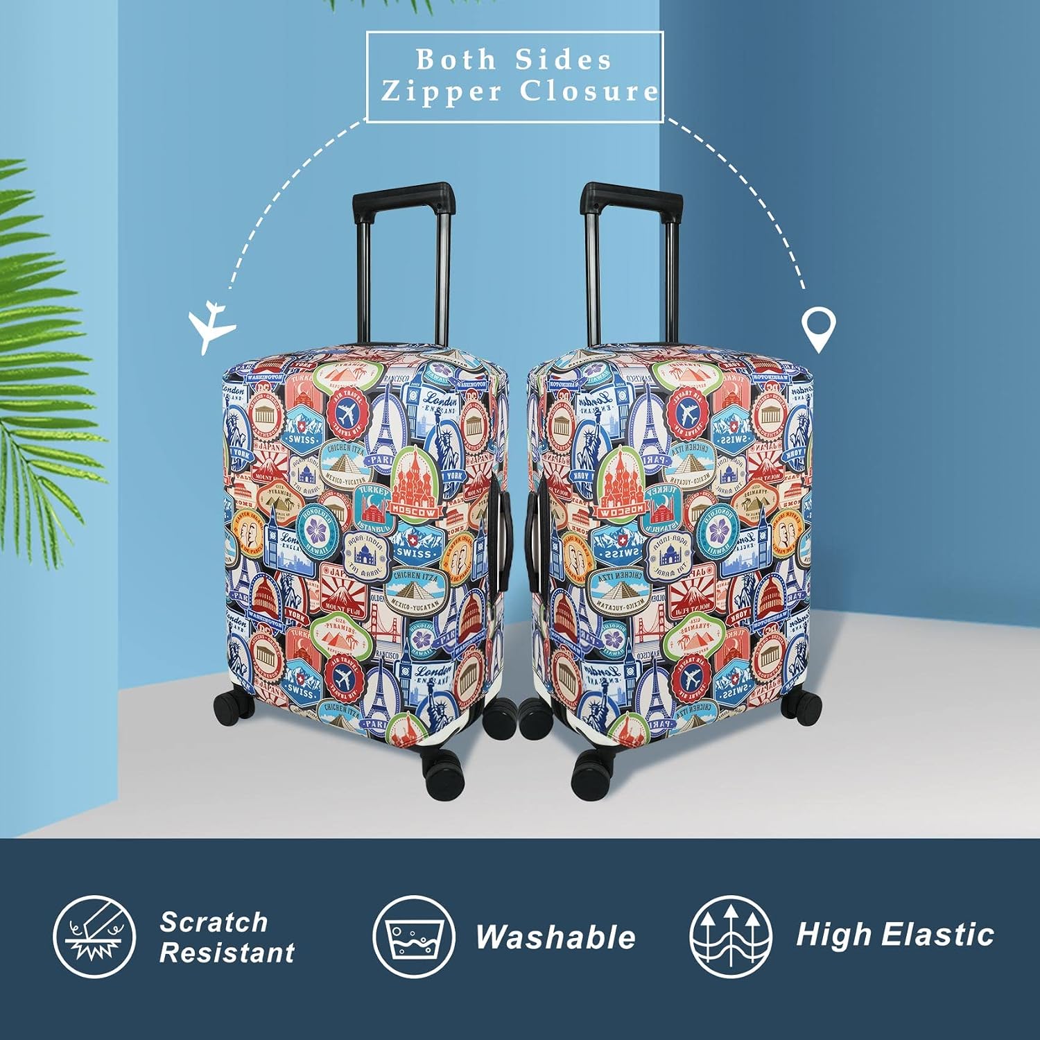 Thumbnail 1 de Explore Land Travel Luggage Cover (Suitcase Protector) – Fits 18–32 Inch Luggage