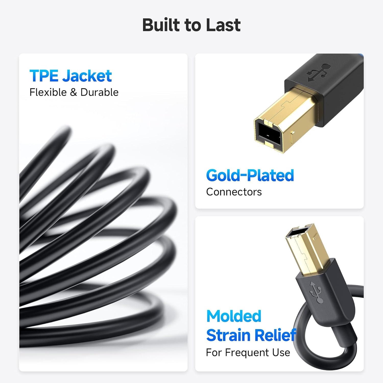Thumbnail 5 de Cable Matters USB-C to USB-B Printer Cable, 2 m (Black) for Printers, Scanners and MIDI