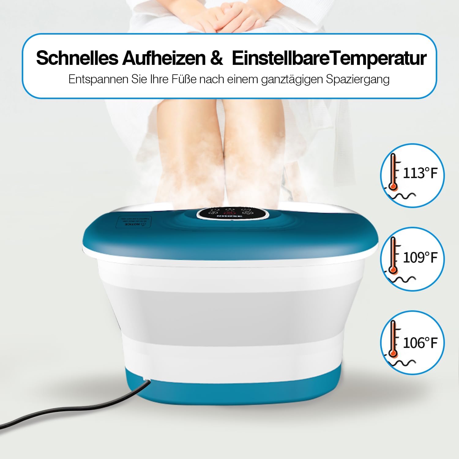 Detalle 2 de KNQZE Foot Spa and Massager with 16 rollers