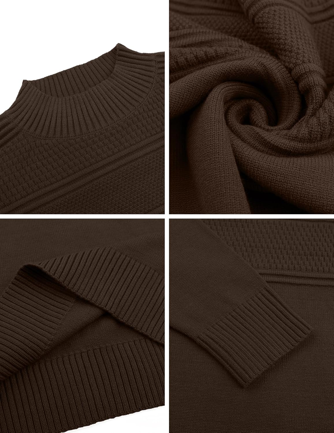 Thumbnail 4 de MLANM Men's Turtle Neck Ribbed Knitted Jumper – Slim Fit Long Sleeves